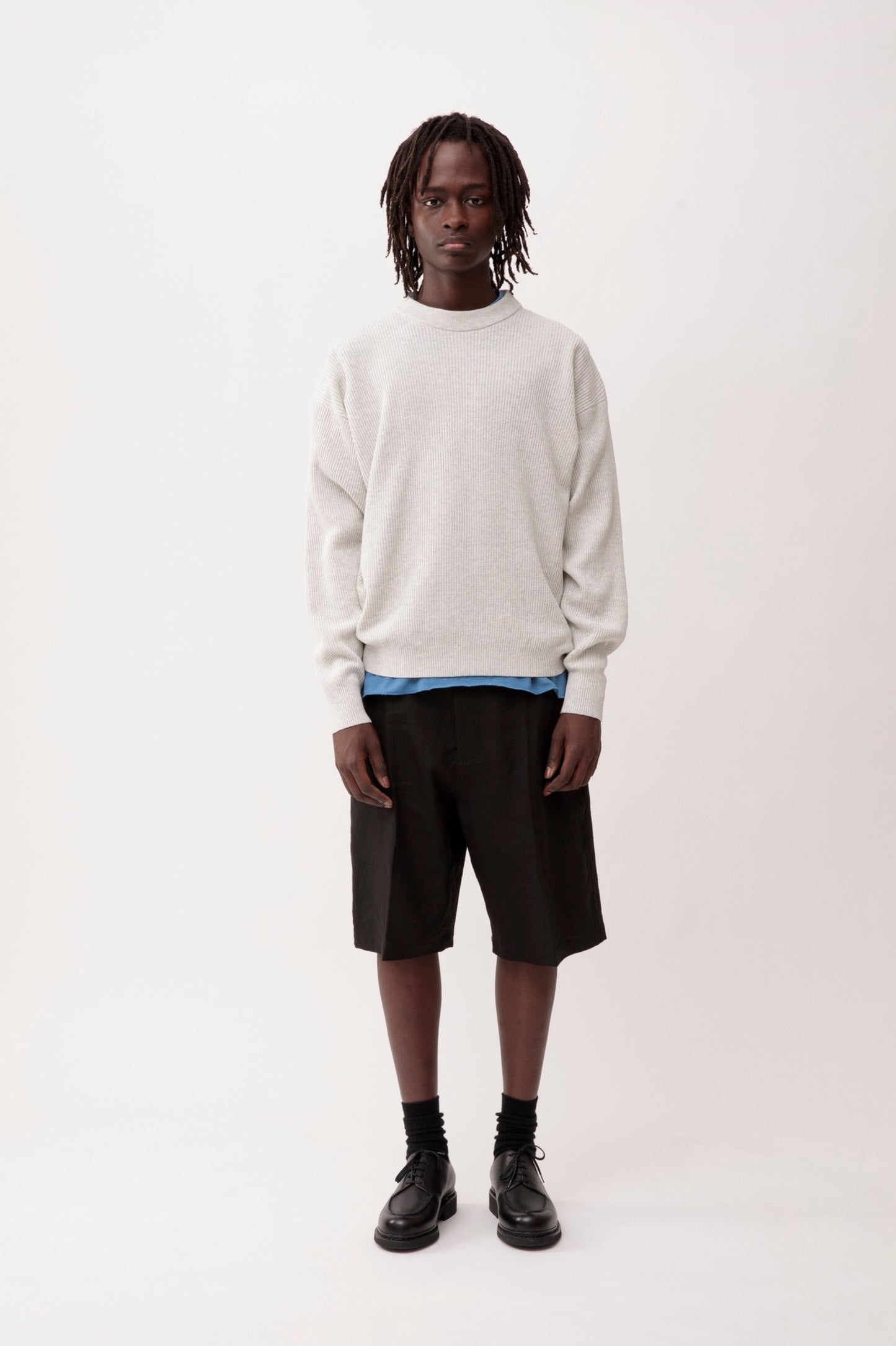 Arpenteur Standard Pale Grey | Pull Lin Coton Sans Couture Made in France | Edgar Bdx