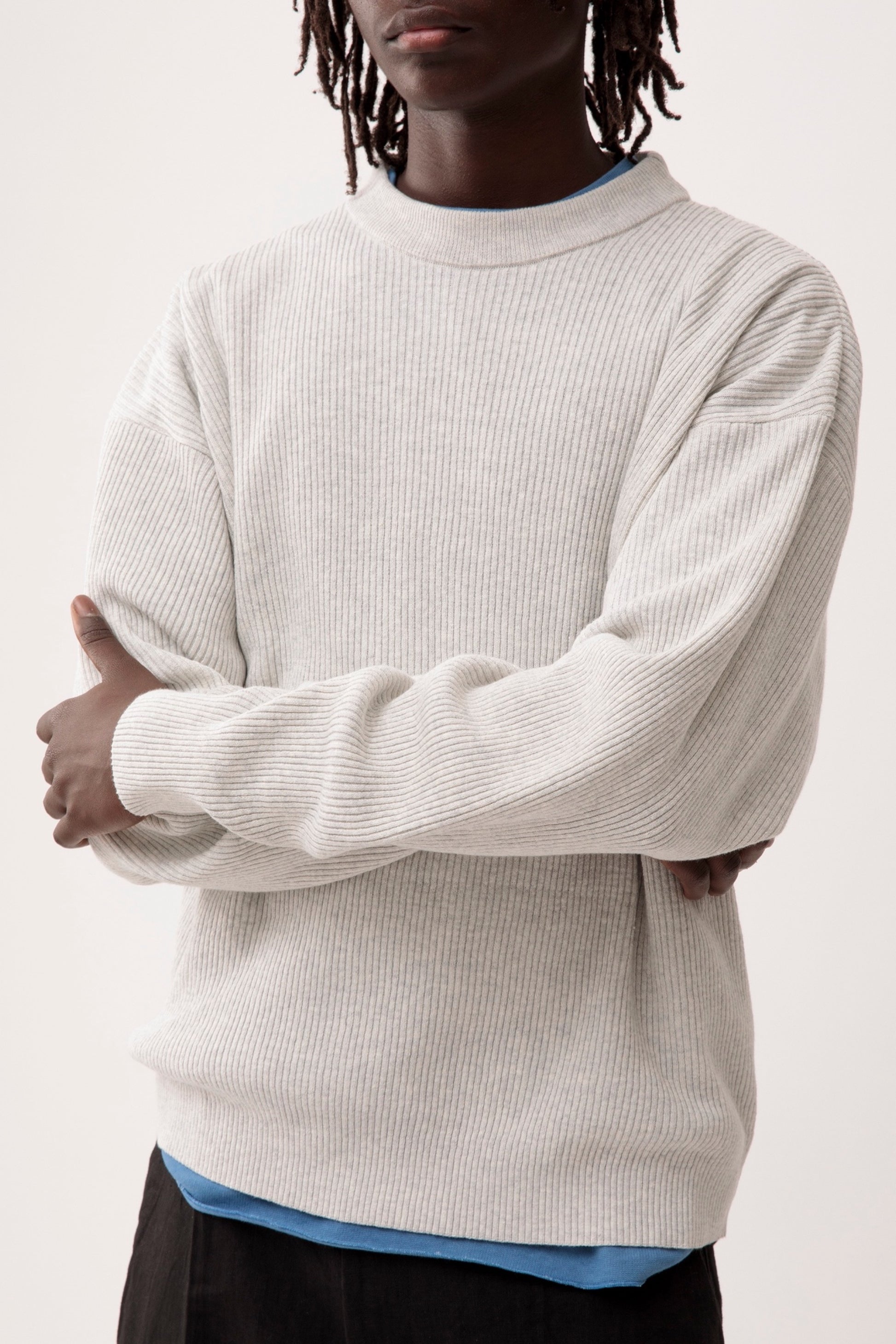 Arpenteur Standard Pale Grey | Pull Lin Coton Sans Couture Made in France | Edgar Bdx