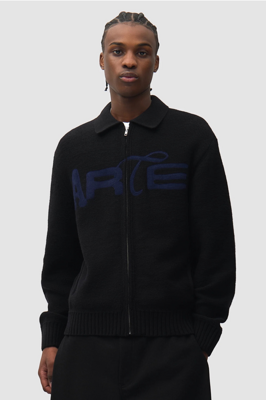 ARTE ANTWERP Stencil Zip Cardigan Black | Cardigan Laine Premium | Edgar Bdx