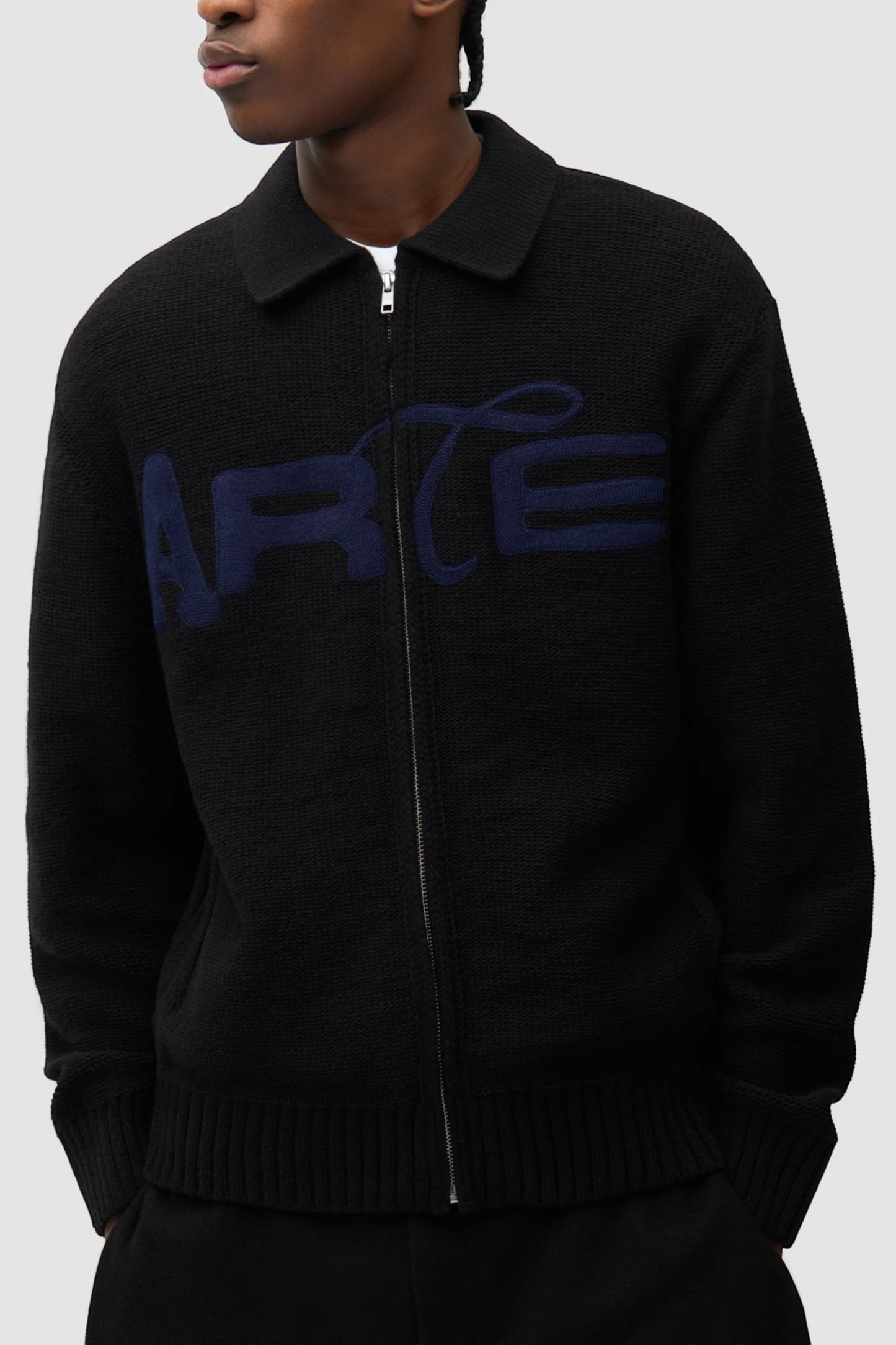 ARTE ANTWERP Stencil Zip Cardigan Black | Cardigan Laine Premium | Edgar Bdx