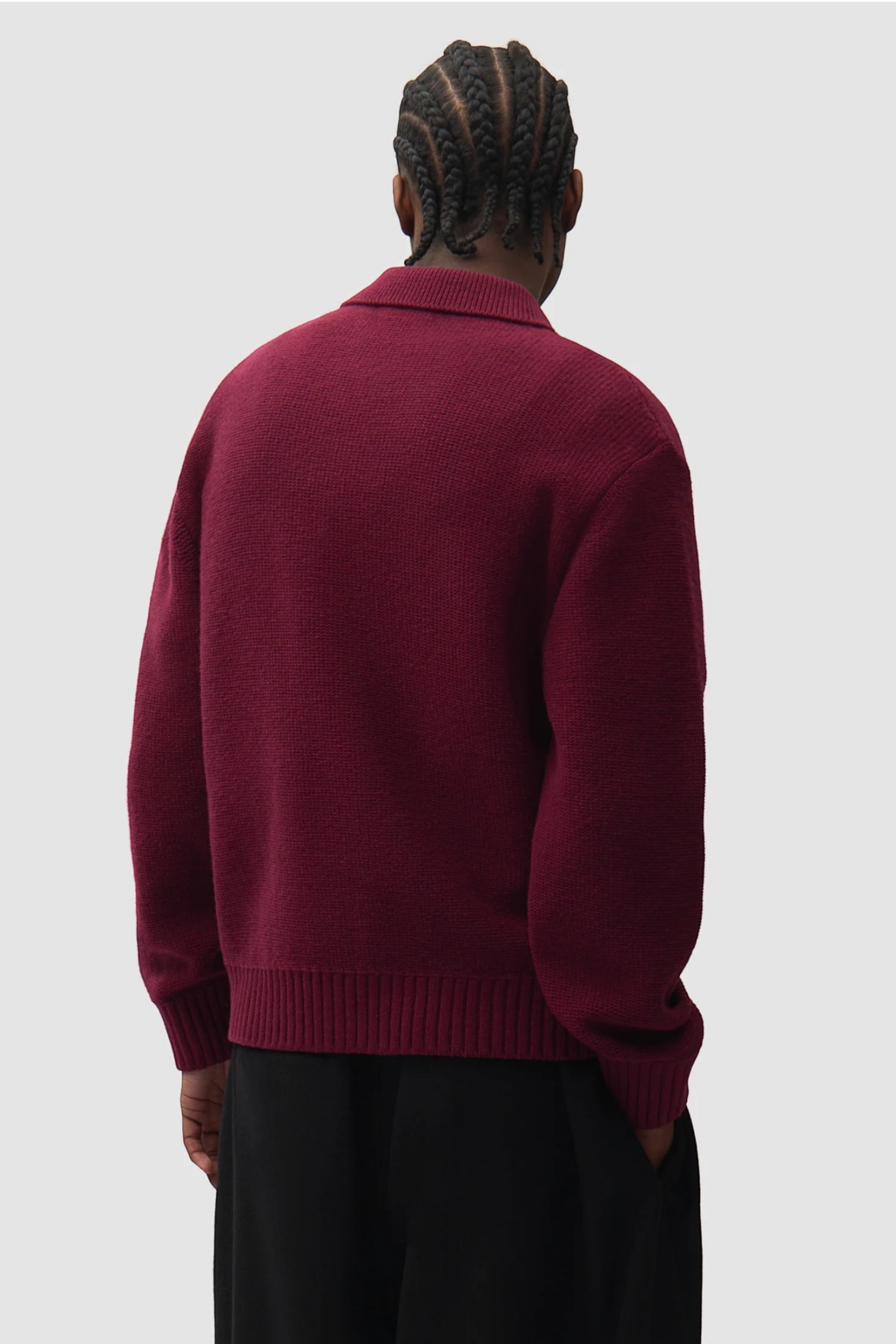 ARTE ANTWERP Stencil Zip Cardigan Bordeaux | Cardigan Laine Premium | Edgar Bdx