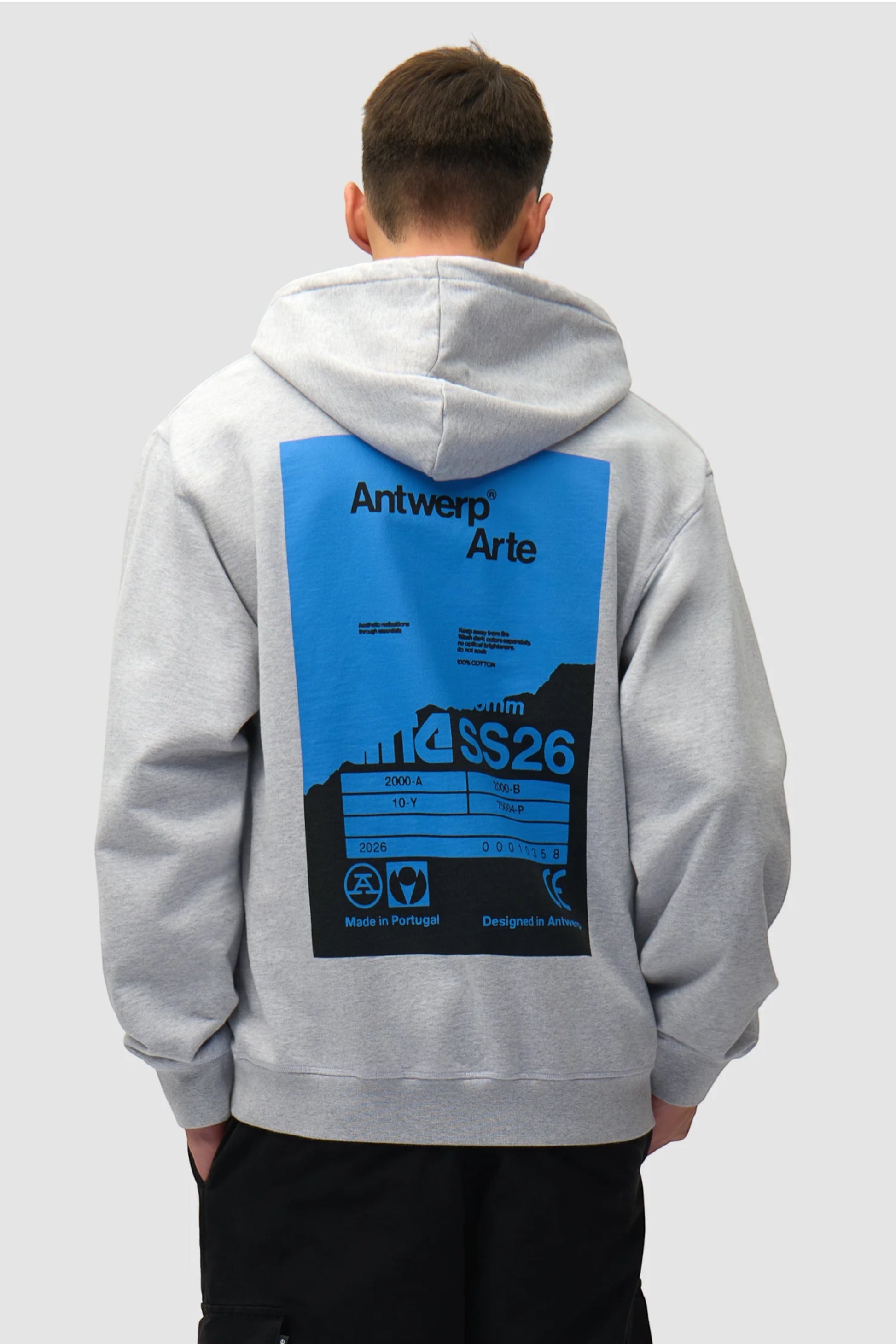 Hoodie Arte Grey - Poster Dos - Coton Premium Portugal