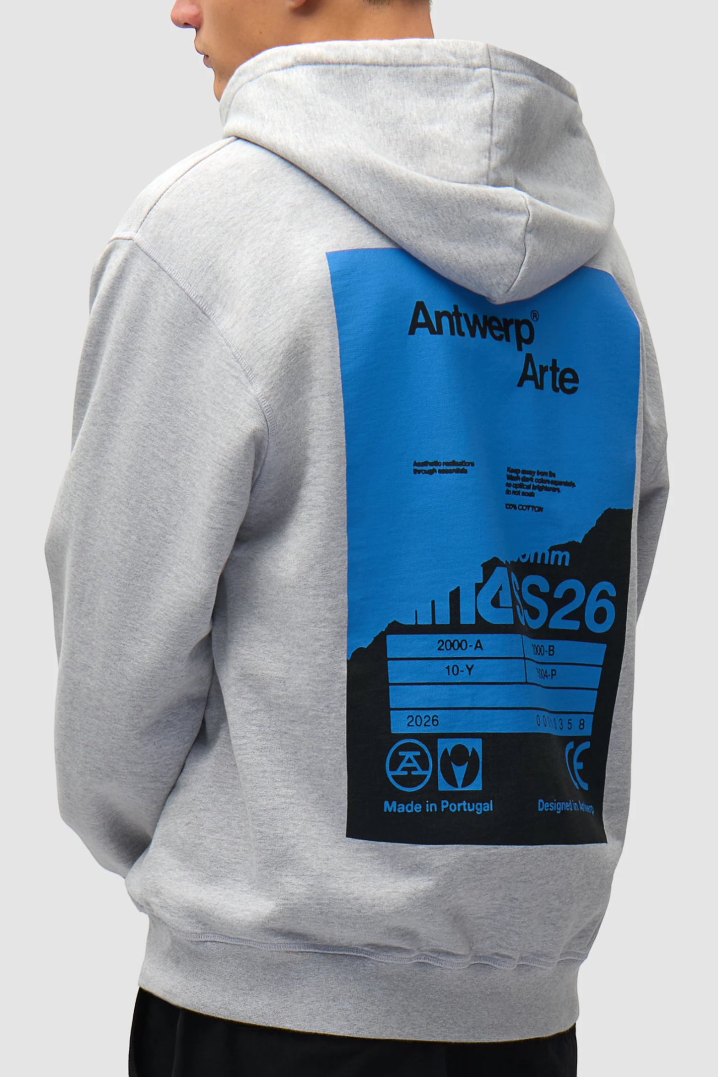 Hoodie Arte Grey - Poster Dos - Coton Premium Portugal