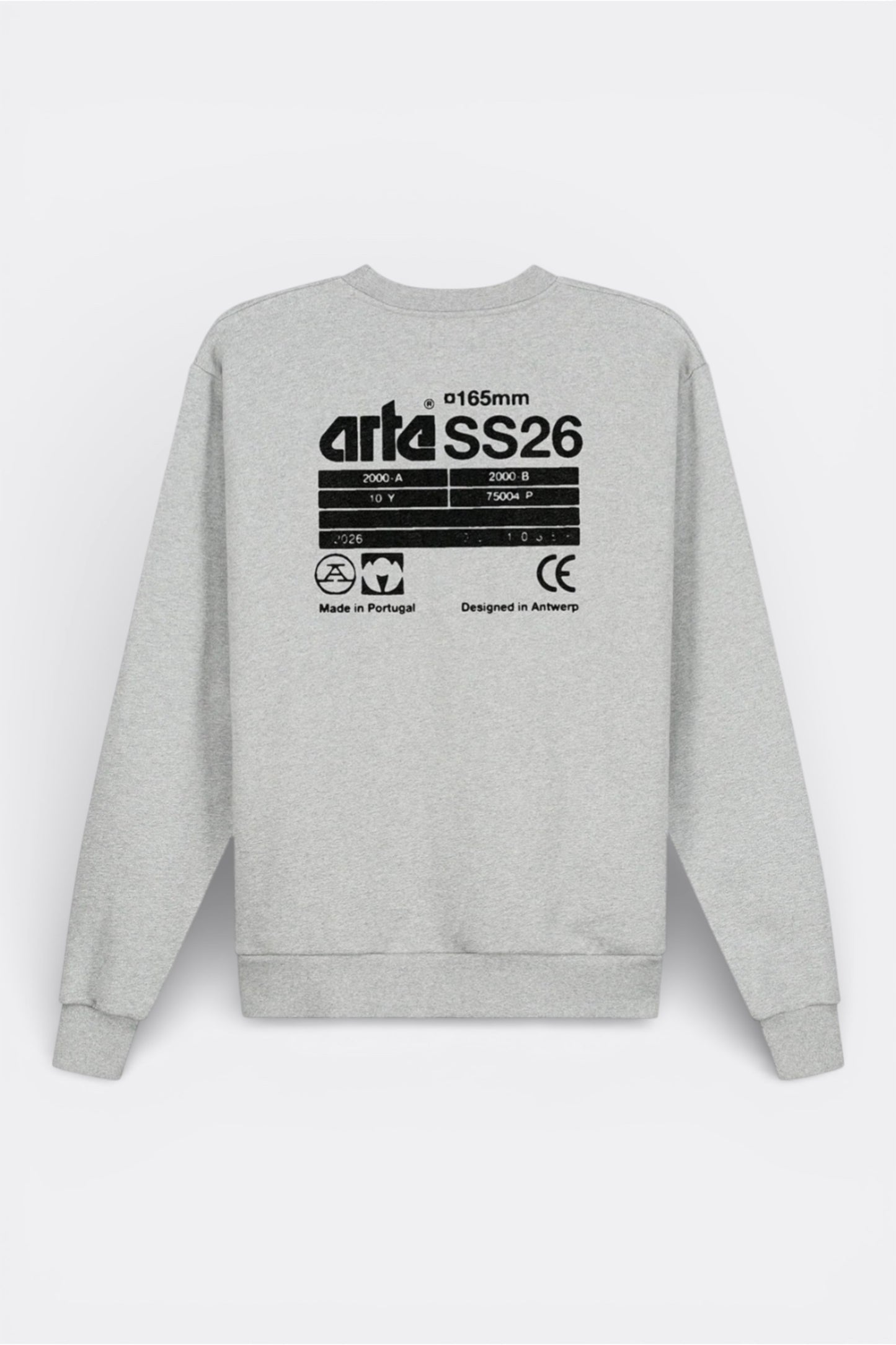 Crewneck Arte Grey - SS26 Dos - Coton Premium Portugal
