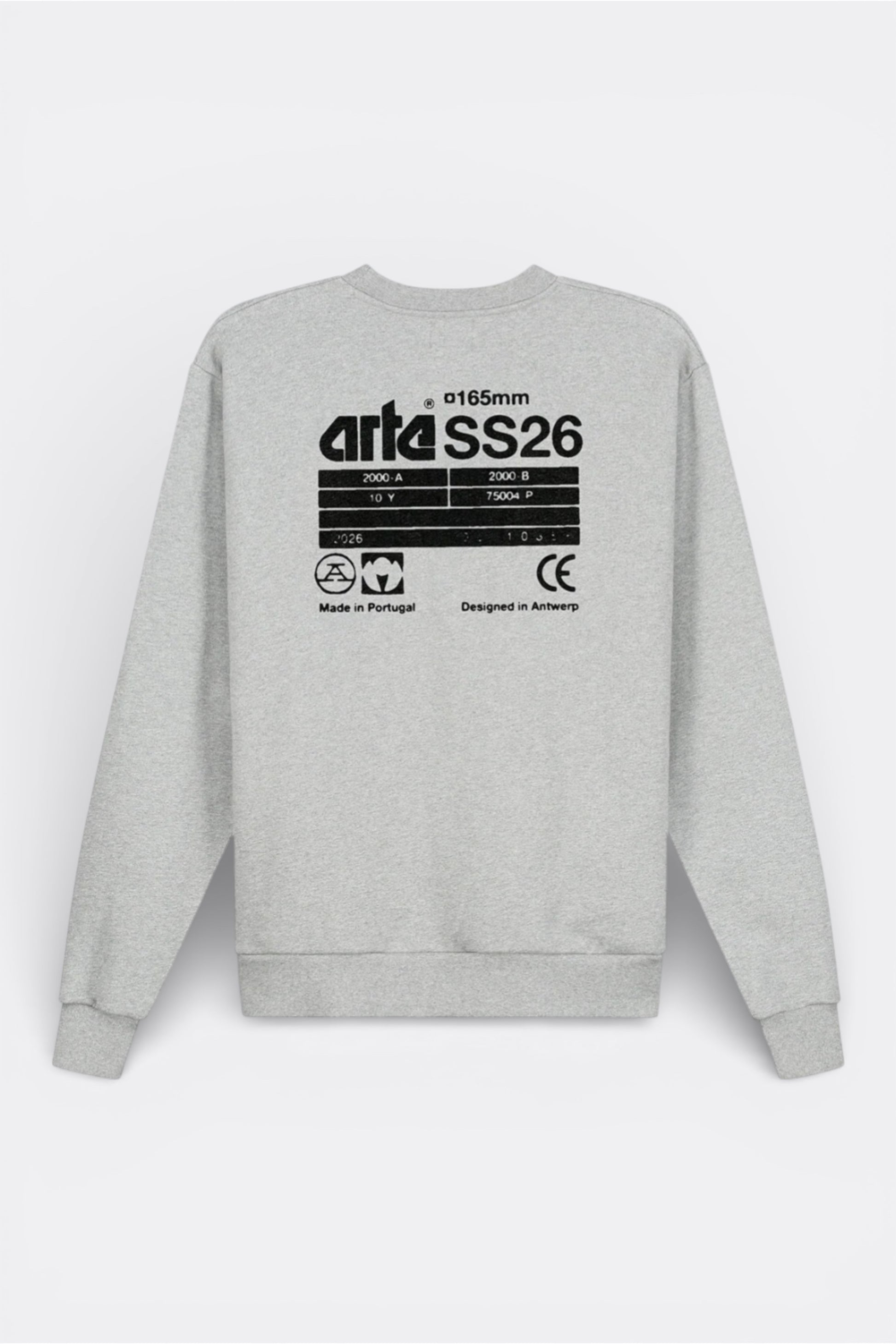 Crewneck Arte Grey - SS26 Dos - Coton Premium Portugal