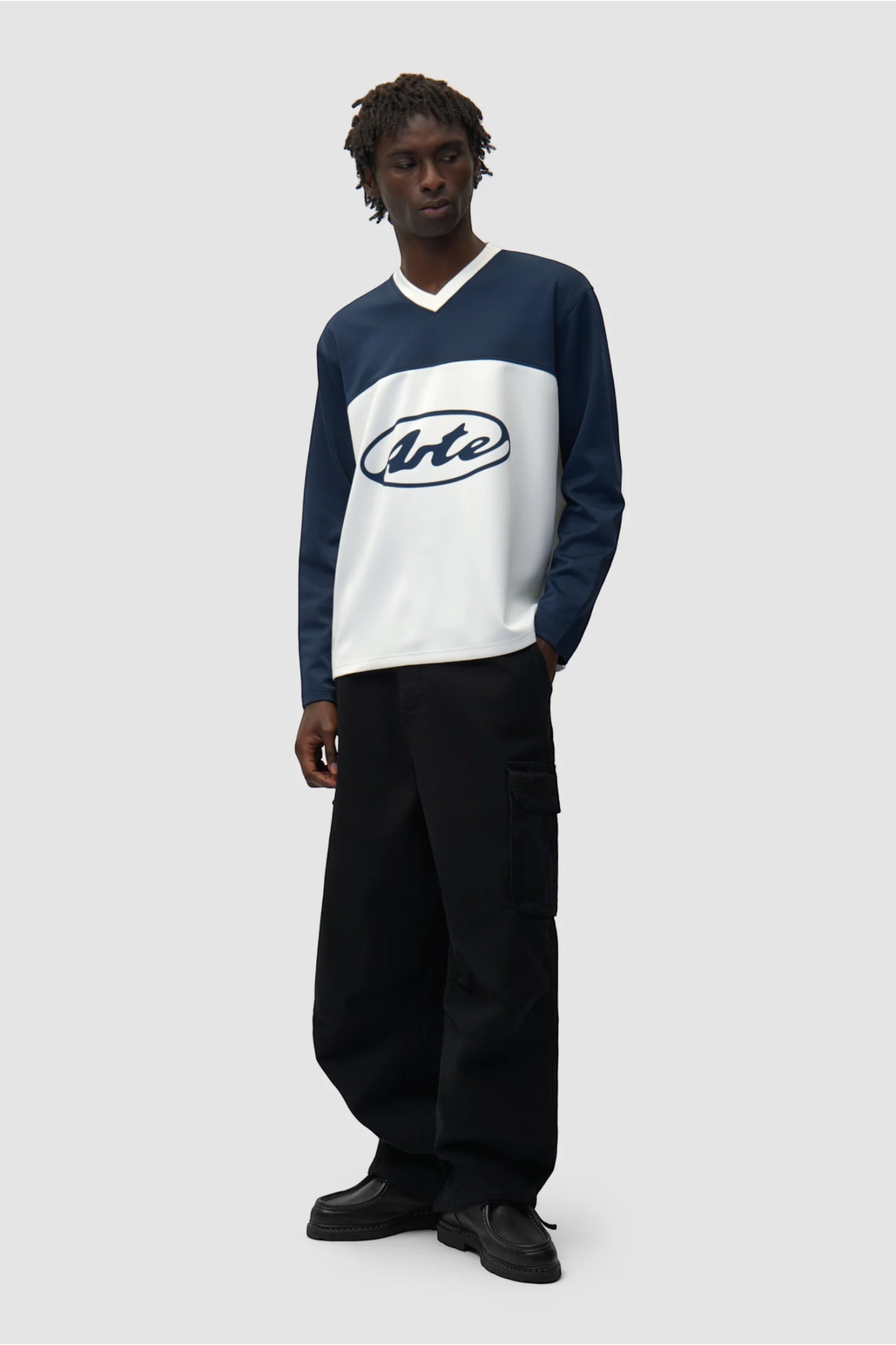 Longsleeve Arte White Navy - Logo Cercle - Coton Premium Portugal