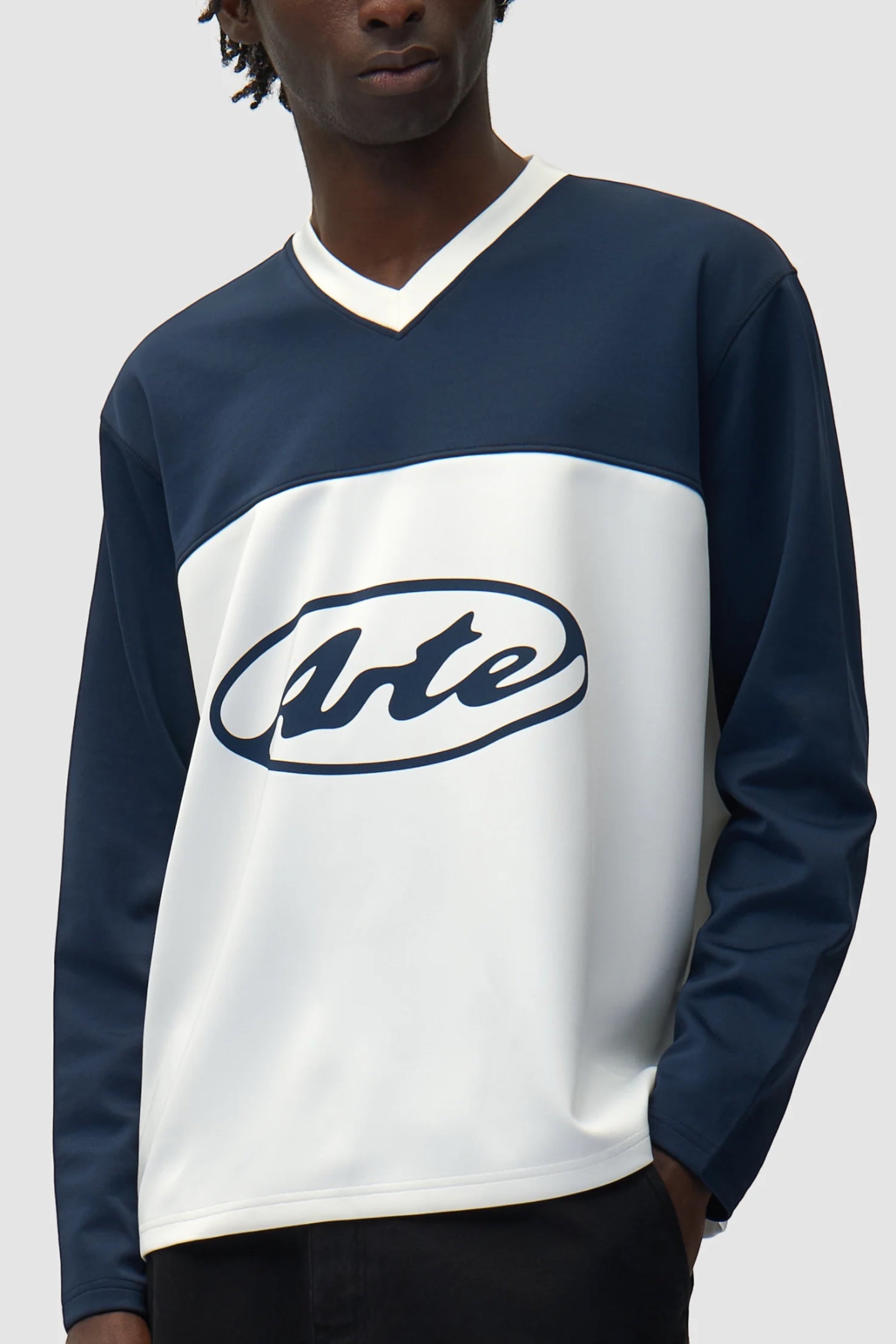 Longsleeve Arte White Navy - Logo Cercle - Coton Premium Portugal