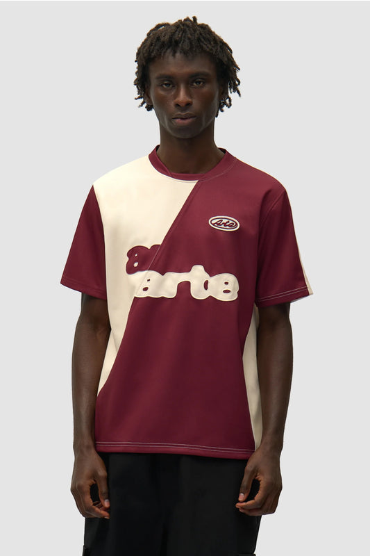T-Shirt Football Arte Bordeaux Cream - Jersey Nylon Bicolore Portugal