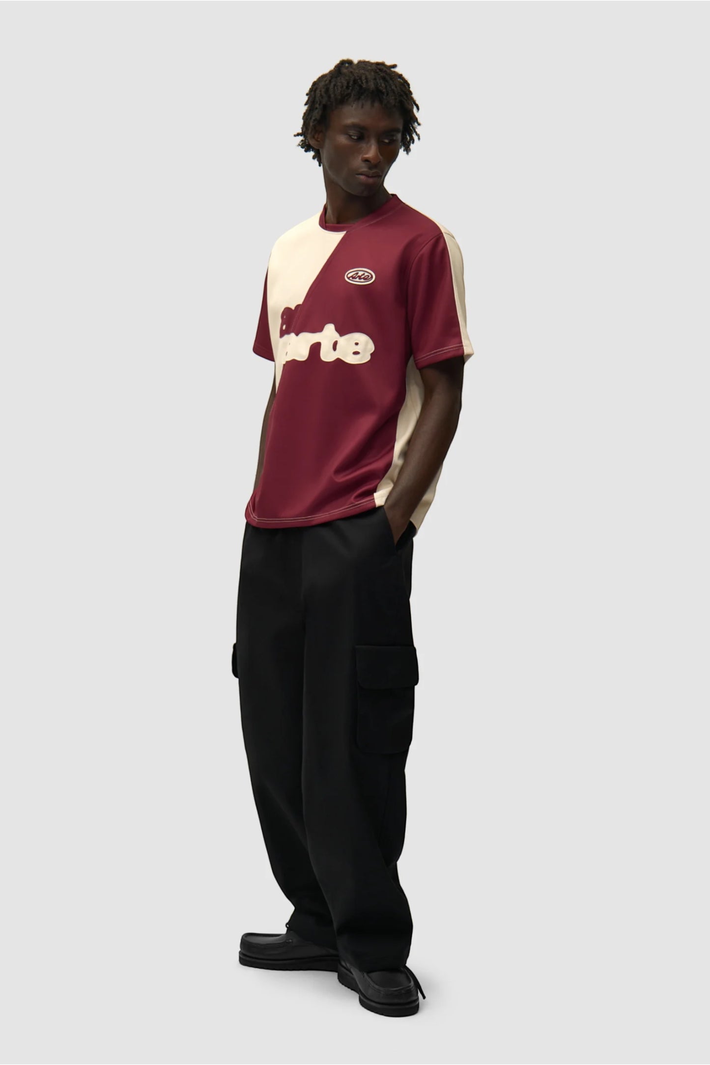 T-Shirt Football Arte Bordeaux Cream - Jersey Nylon Bicolore Portugal