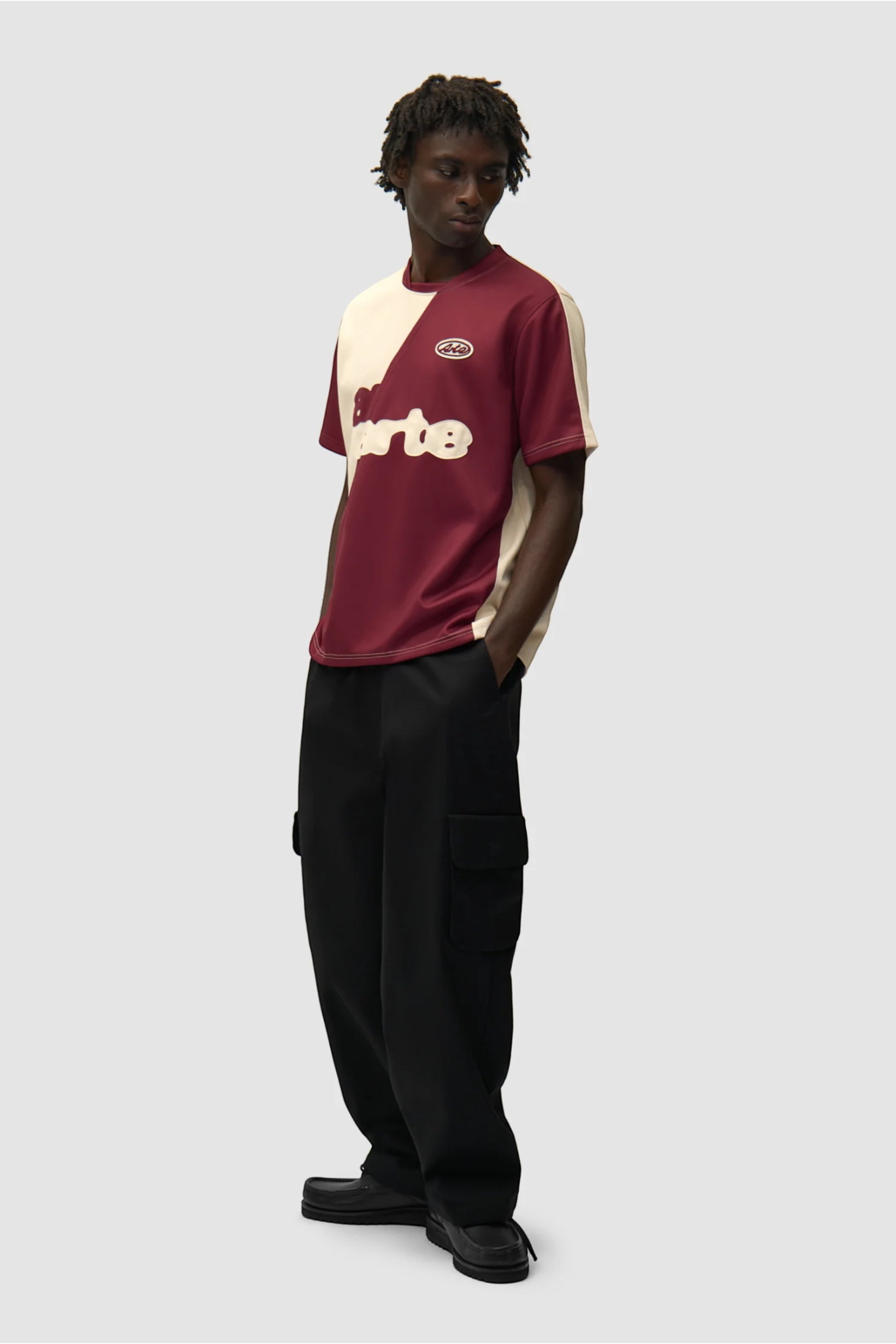 T-Shirt Football Arte Bordeaux Cream - Jersey Nylon Bicolore Portugal