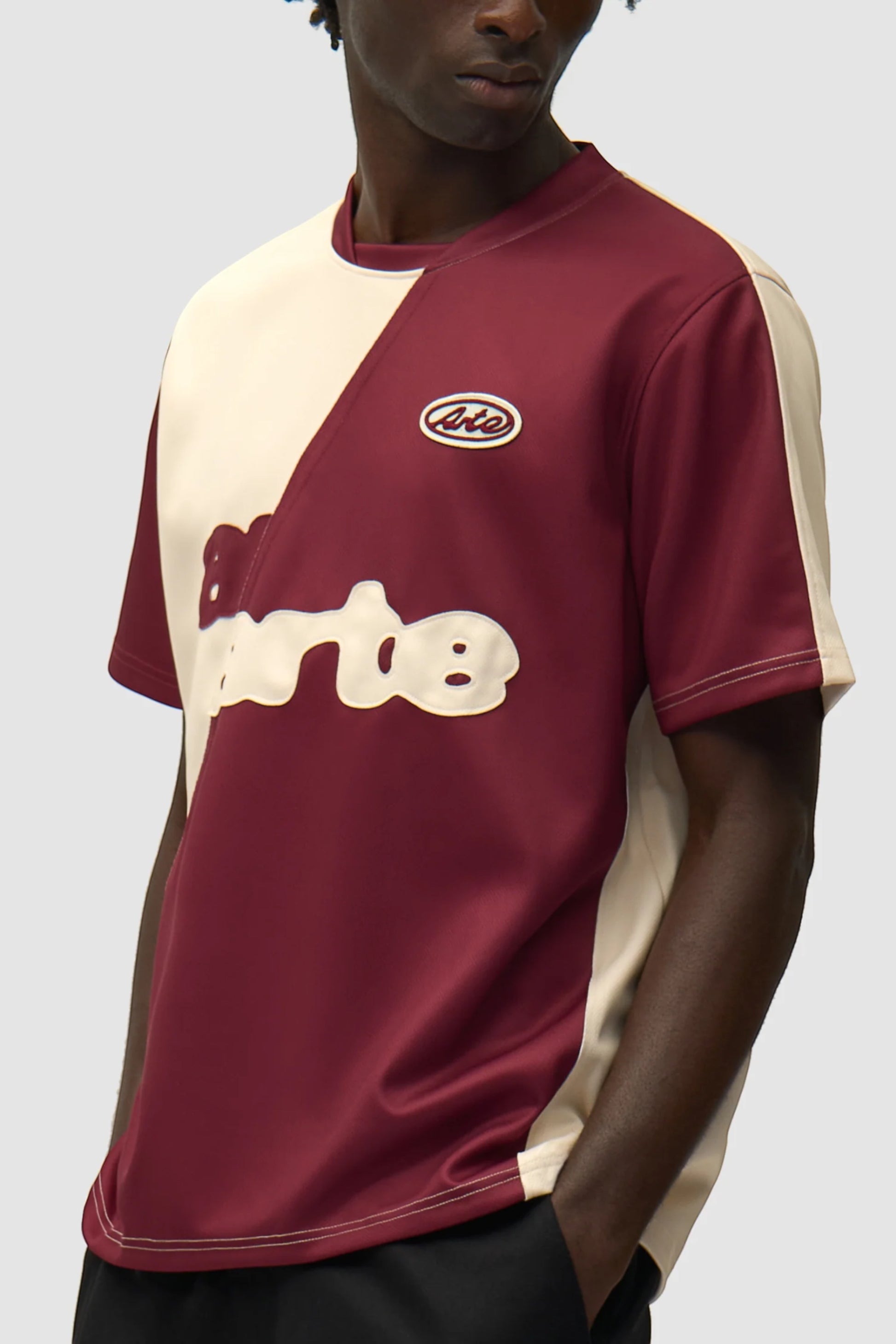 T-Shirt Football Arte Bordeaux Cream - Jersey Nylon Bicolore Portugal