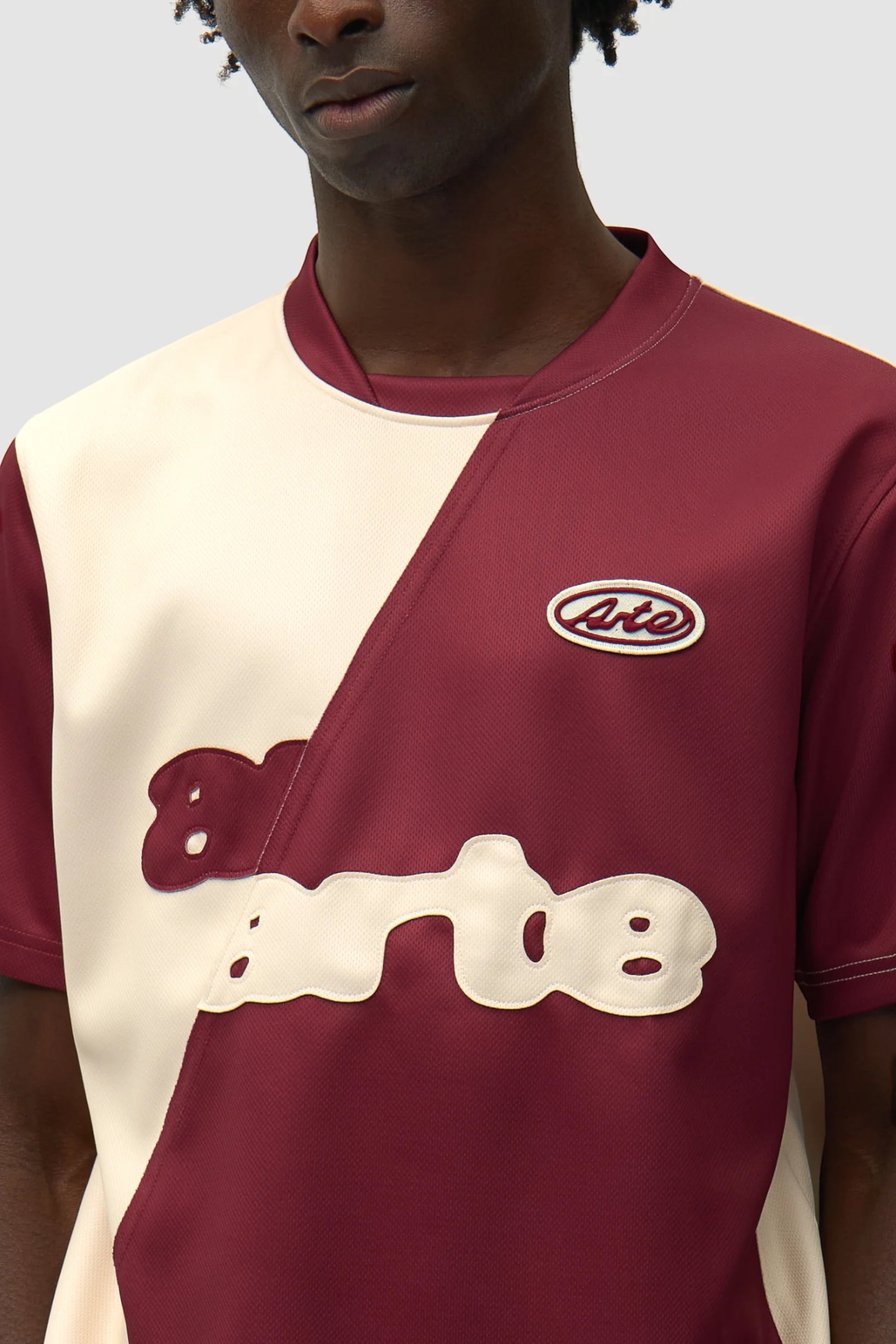 T-Shirt Football Arte Bordeaux Cream - Jersey Nylon Bicolore Portugal