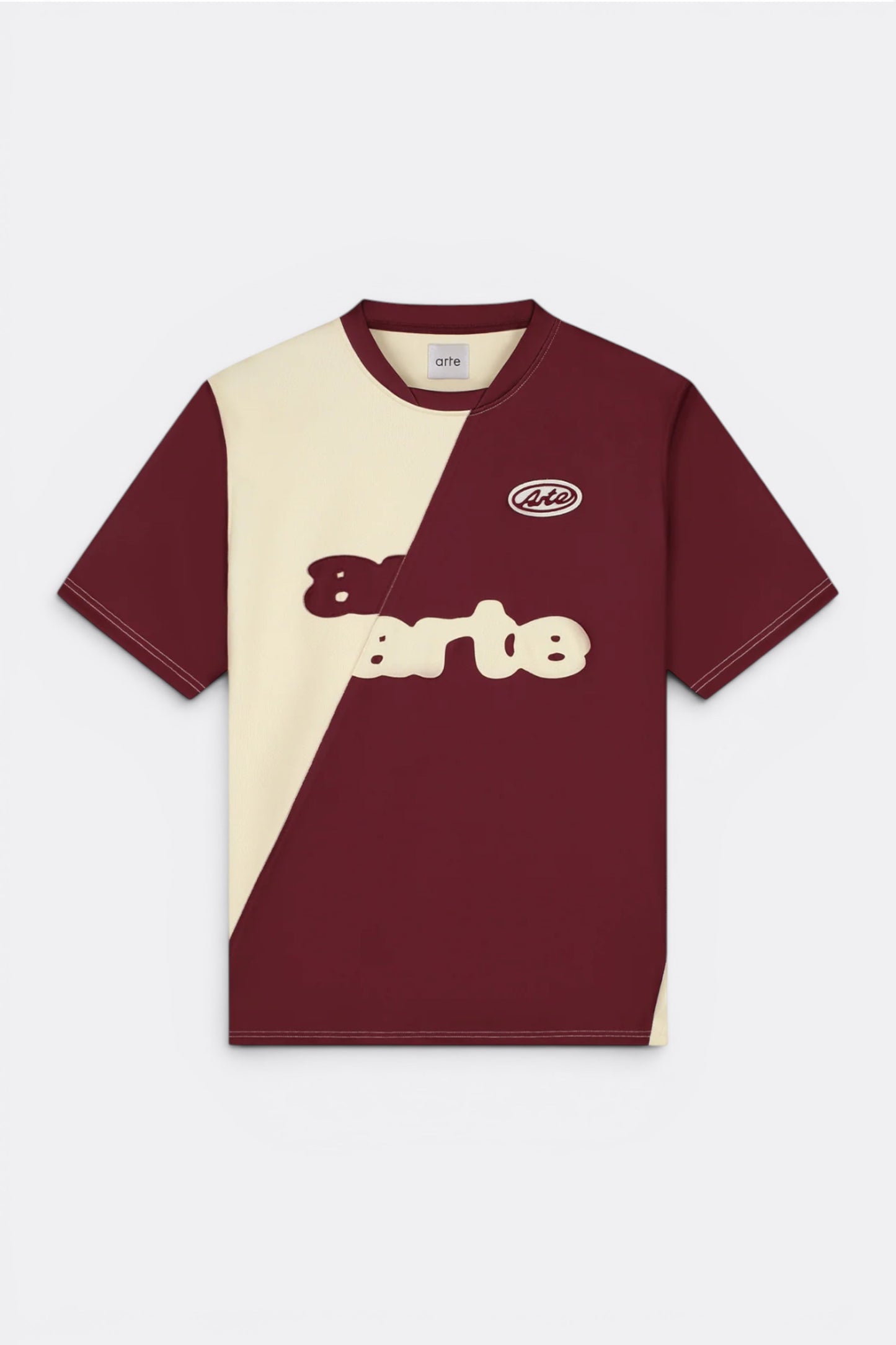 T-Shirt Football Arte Bordeaux Cream - Jersey Nylon Bicolore Portugal