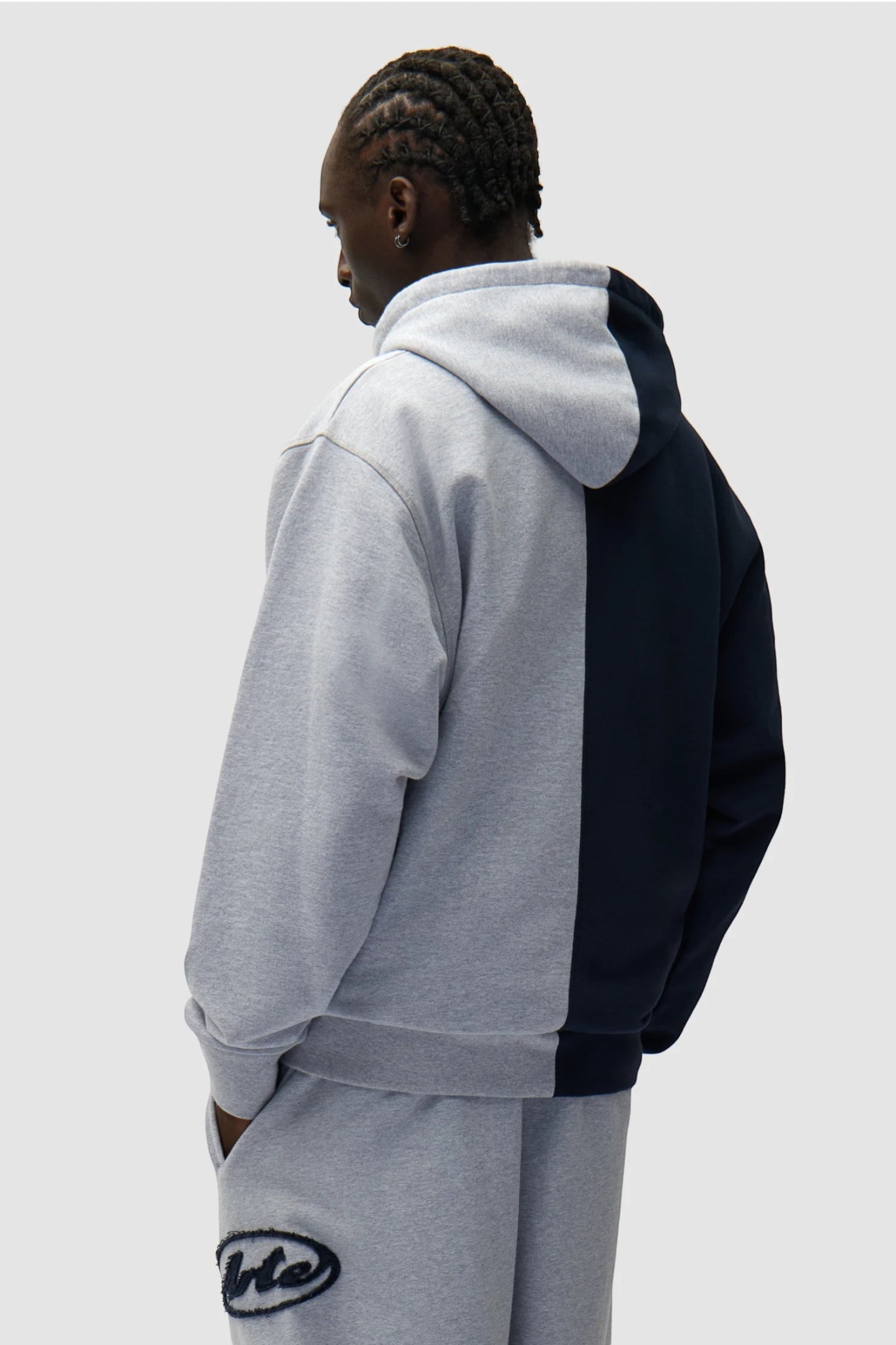 Hoodie Zippé Arte Grey Navy - Logo Patch - Coton Premium Portugal