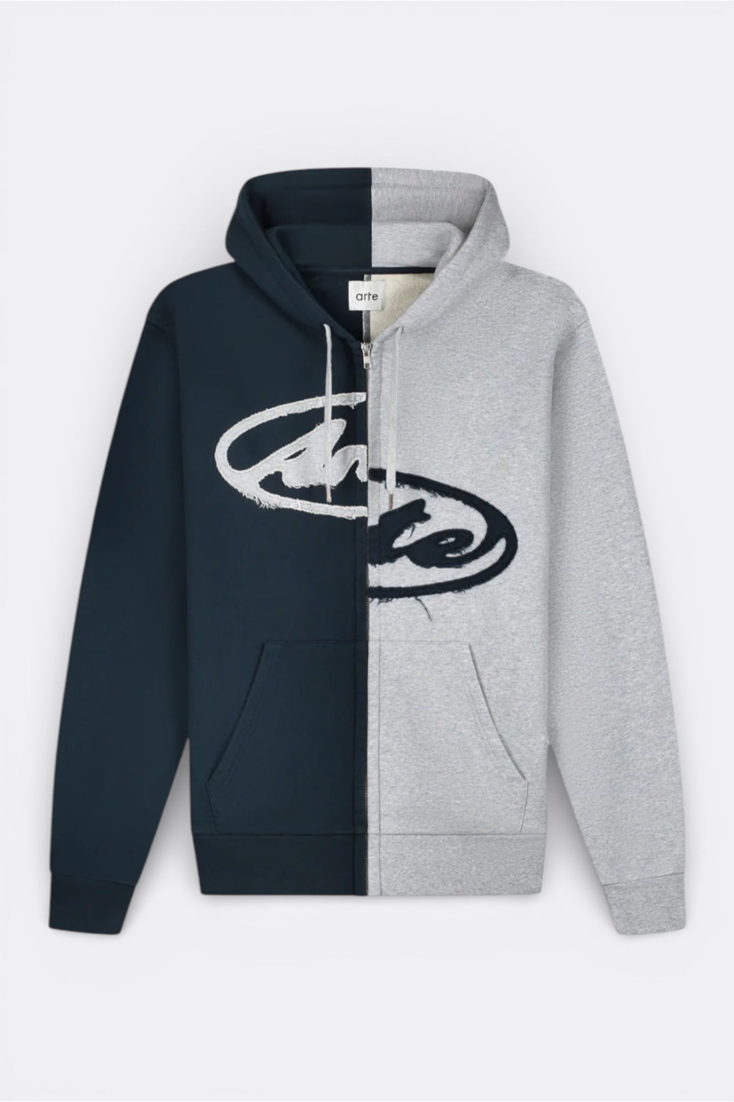 Hoodie Zippé Arte Grey Navy - Logo Patch - Coton Premium Portugal