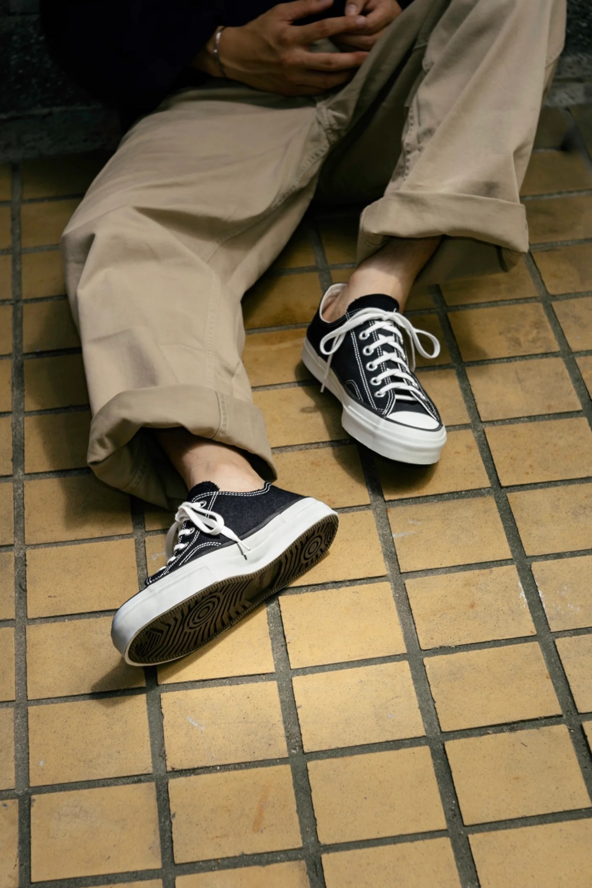 Asahi Shoes Athletic 046 Black | Sneaker Canvas Semelle Vulcanisée Made in Japan | Edgar Bdx