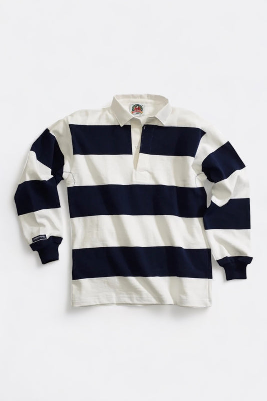Barbarian - Rugby Shirt 4 Inch Stripe (White / Navy)