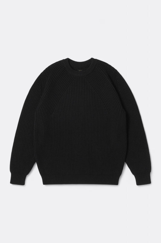 BATONER Signature Crew Neck Black | Pull Mérinos | Edgar Bdx