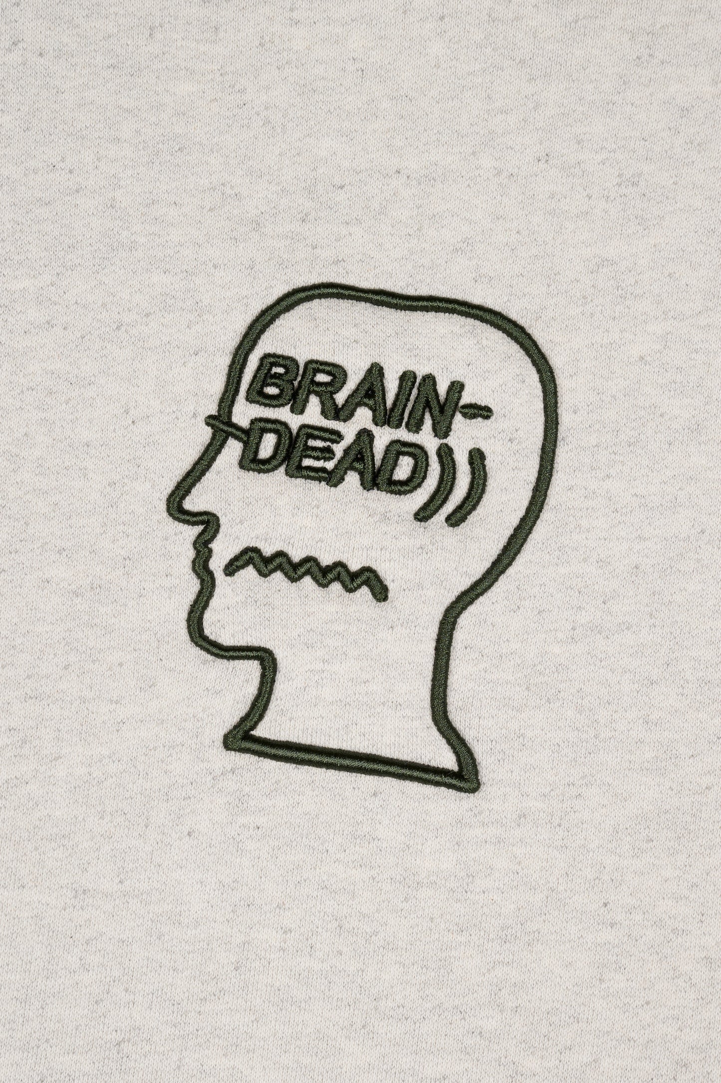 Brain Dead - Fleece Logo Head Raglan Hoodie (Oatmeal / Green)