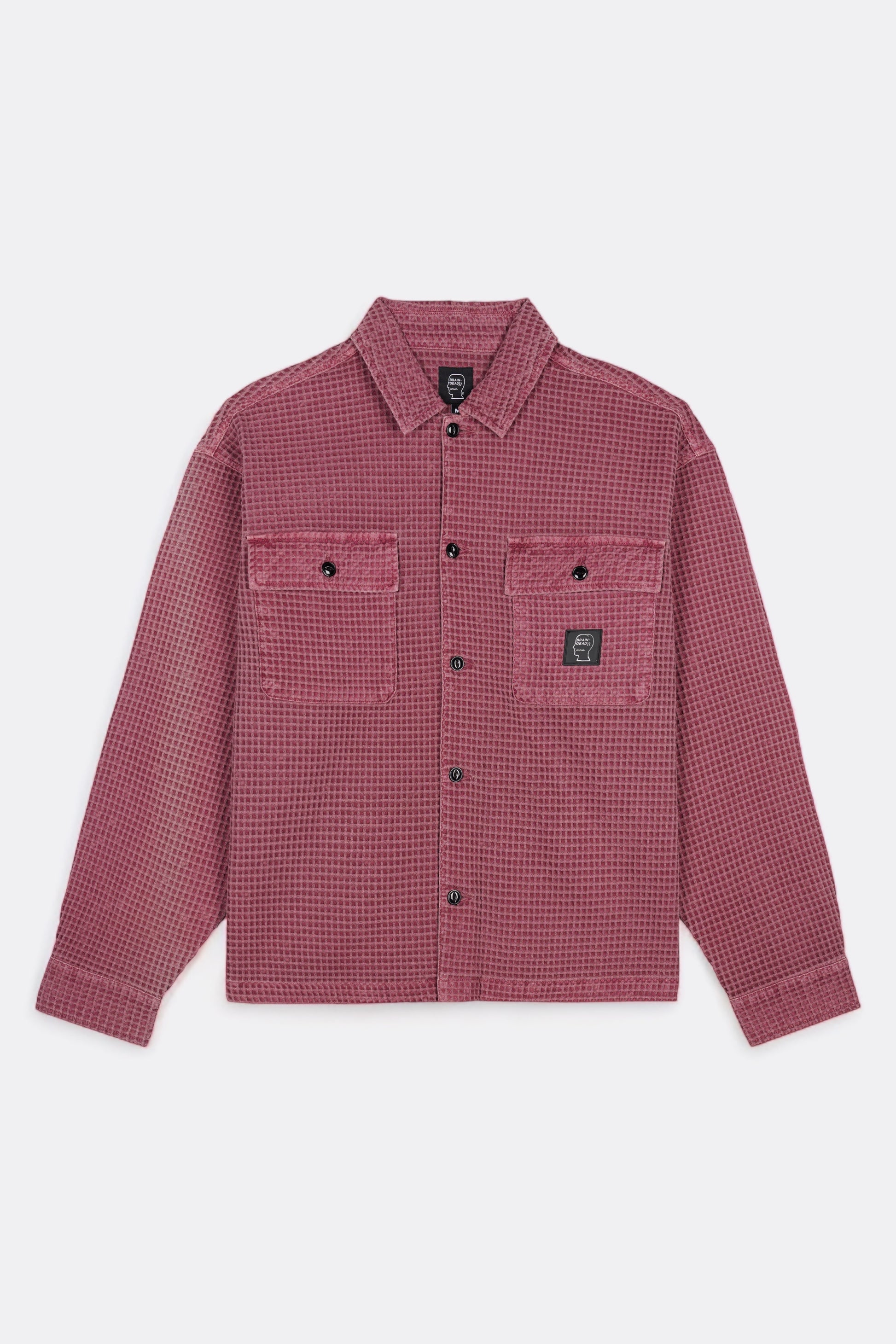 Brain Dead - Waffle Button Front Shirt (Raspberry)