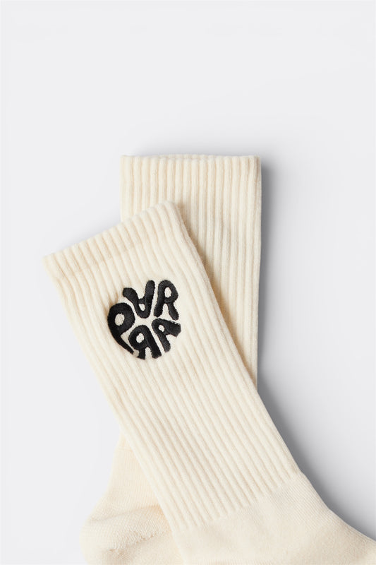 By Parra - 1976 Logo Crew Socks (Off White)