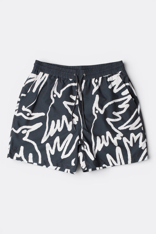 By Parra Birds Fly Free Swim Short Black | Short de Bain Imprimé | Edgar Bdx