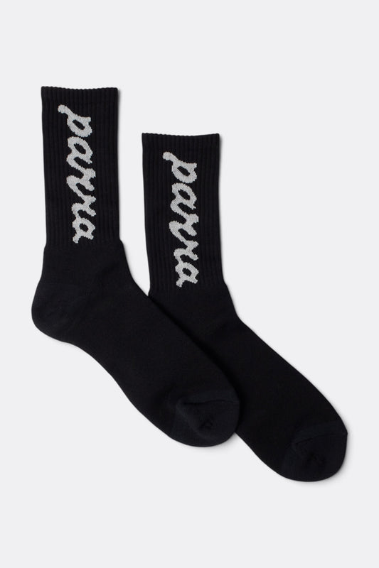 BY PARRA Lowercase Scriptlogo Crew Socks Black | Made in Japan | Edgar Bdx