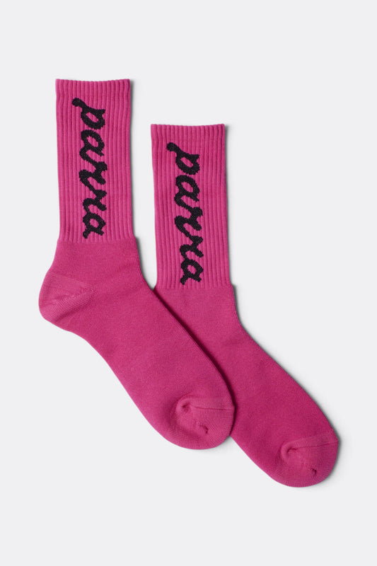 BY PARRA Lowercase Scriptlogo Crew Socks Hot Pink | Made in Japan | Edgar Bdx