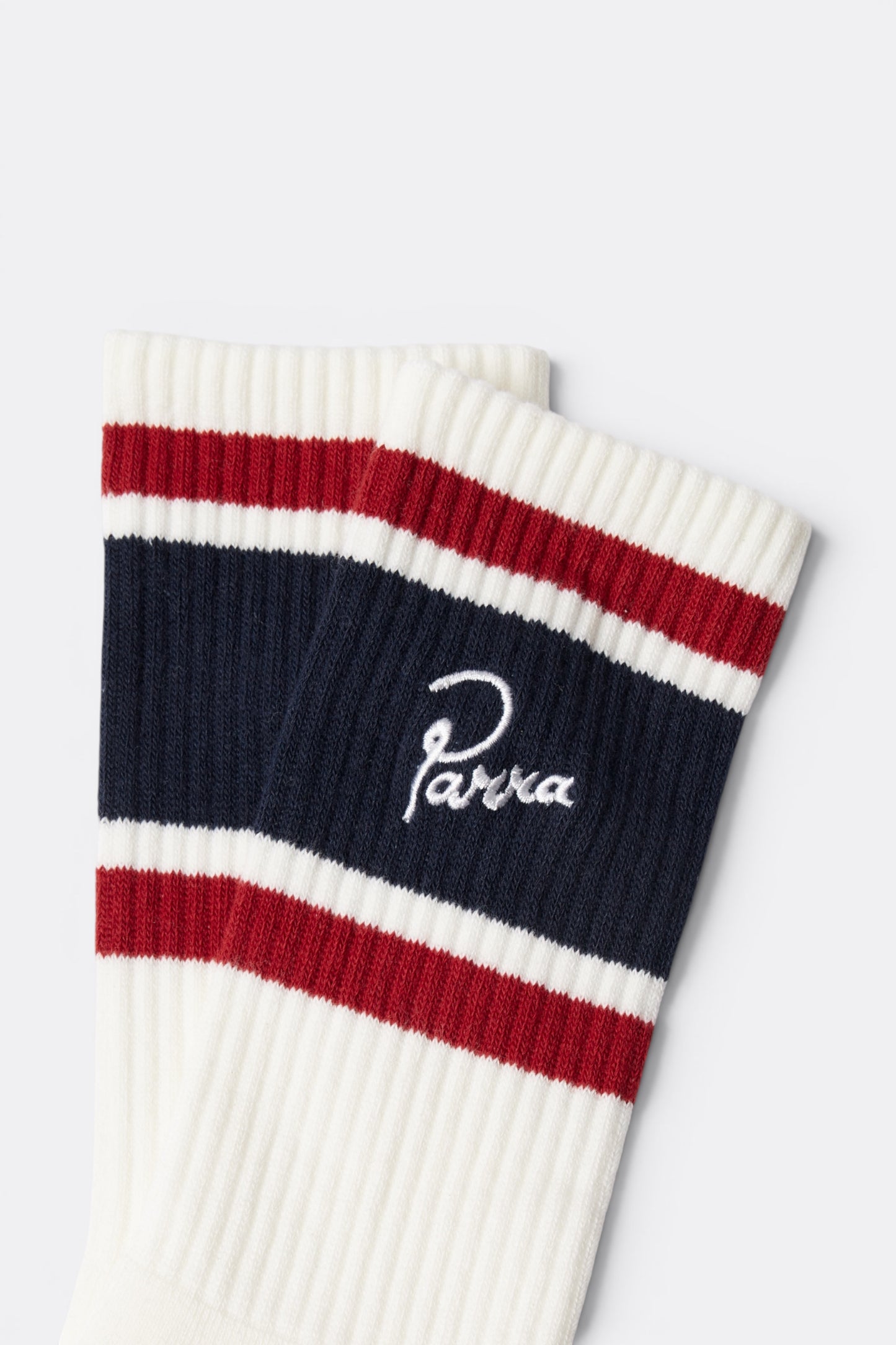 By Parra Signature Striped Crew Socks White | Chaussettes Tricot Tokyo Vintage | Edgar Bdx