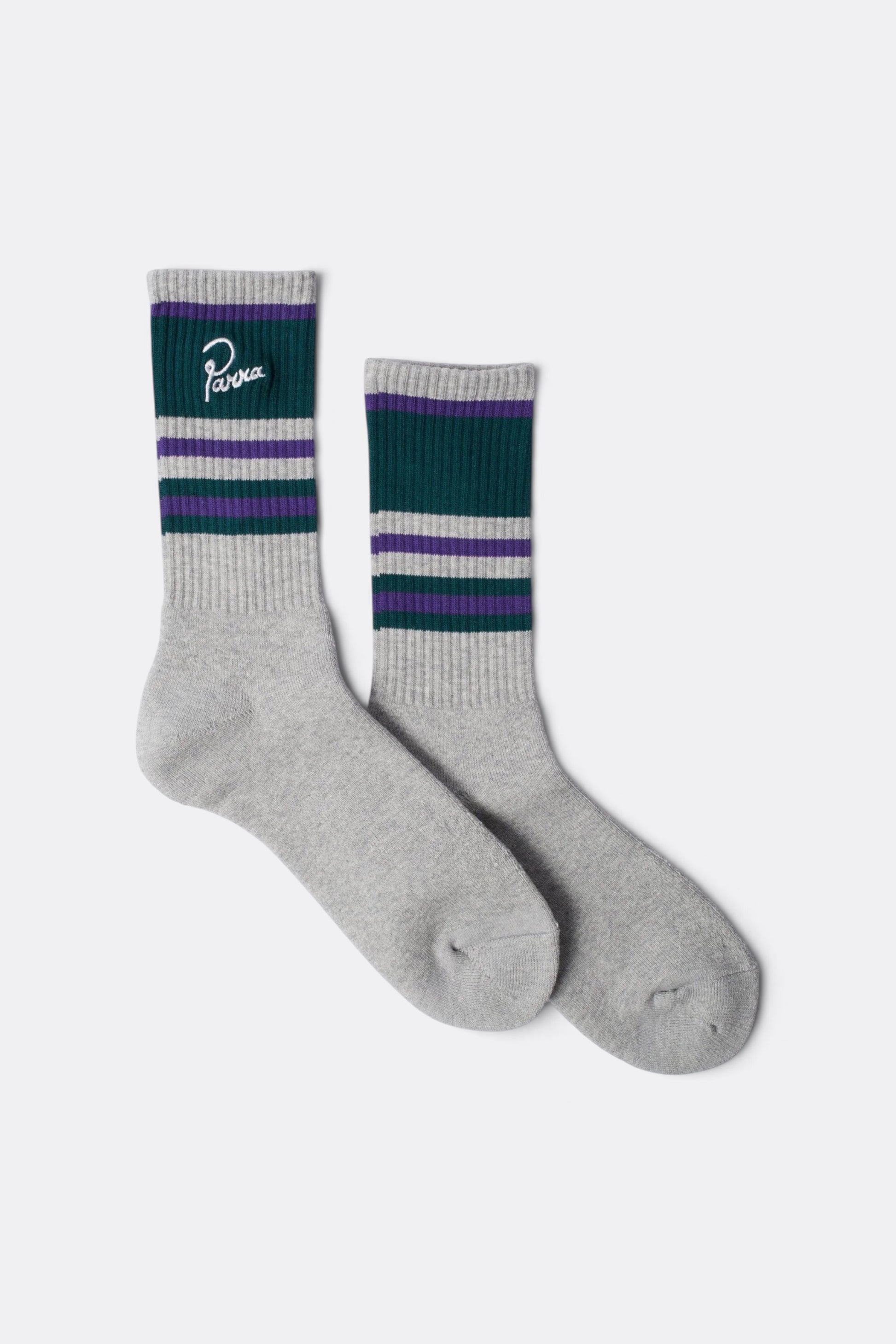 BY PARRA Signature Striped Crew Socks Grey | Chaussettes Tricot Tokyo Vintage | Edgar Bdx