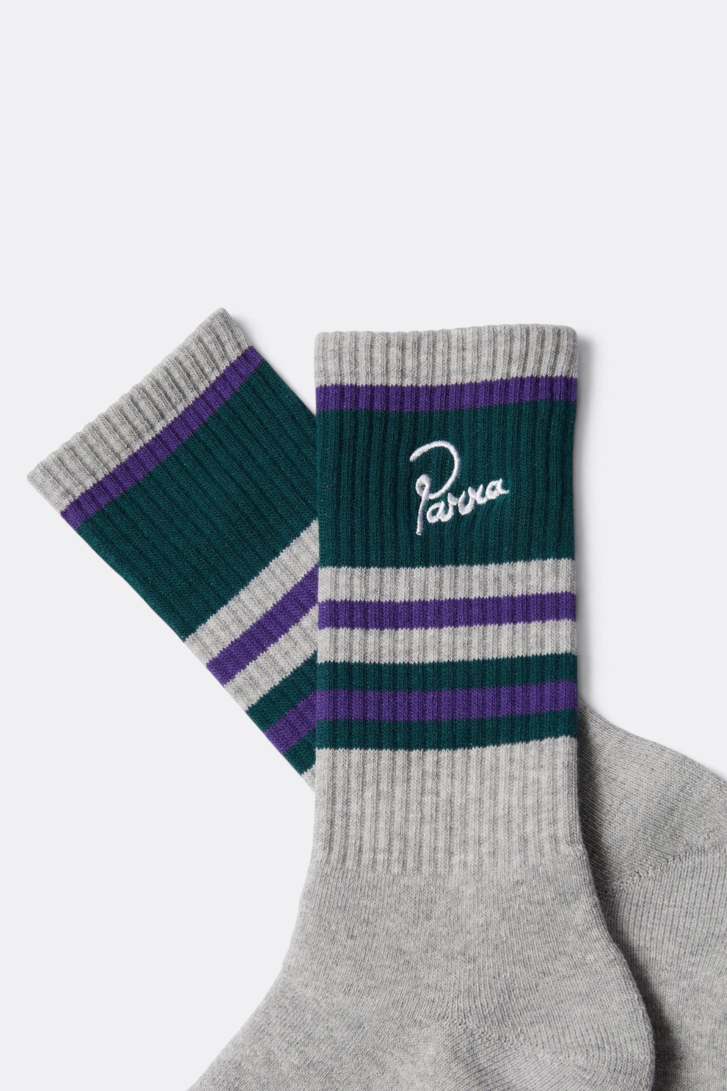 BY PARRA Signature Striped Crew Socks Grey | Chaussettes Tricot Tokyo Vintage | Edgar Bdx