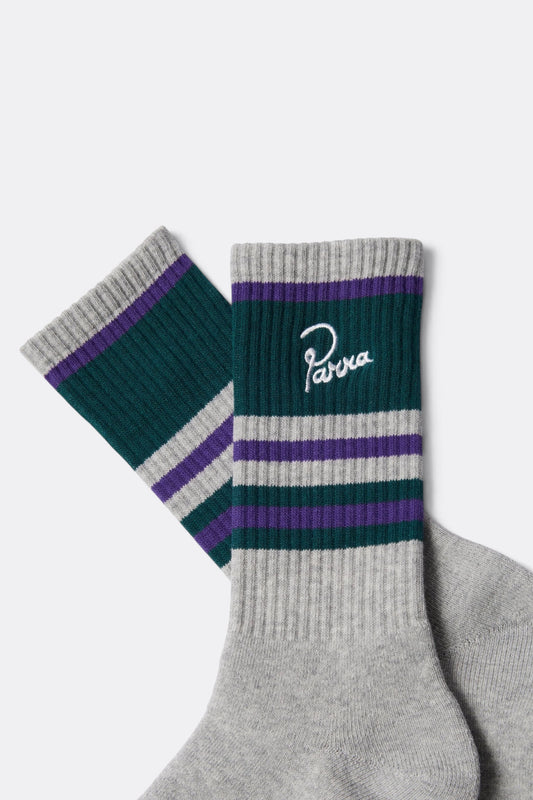 BY PARRA Signature Striped Crew Socks Grey | Chaussettes Tricot Tokyo Vintage | Edgar Bdx