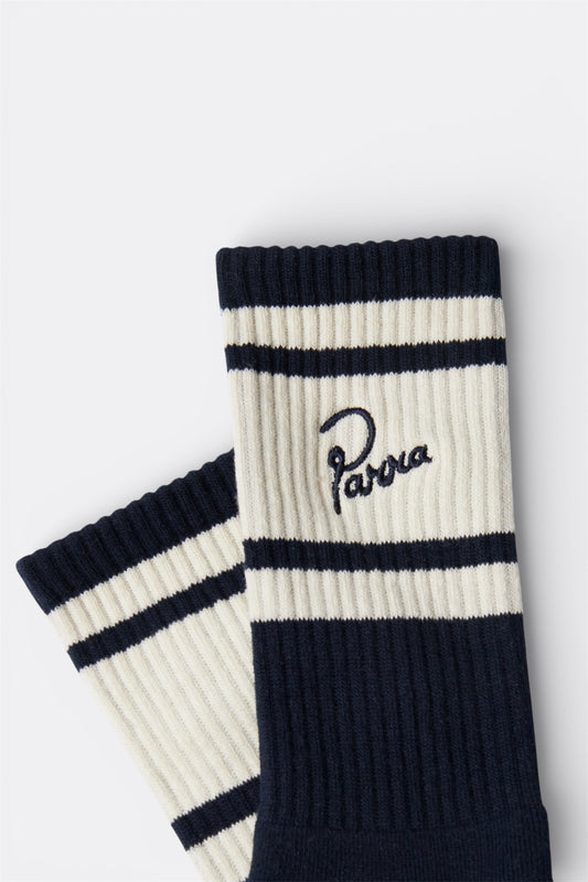 By Parra - Signature Striped Crew Socks (Navy Blue)
