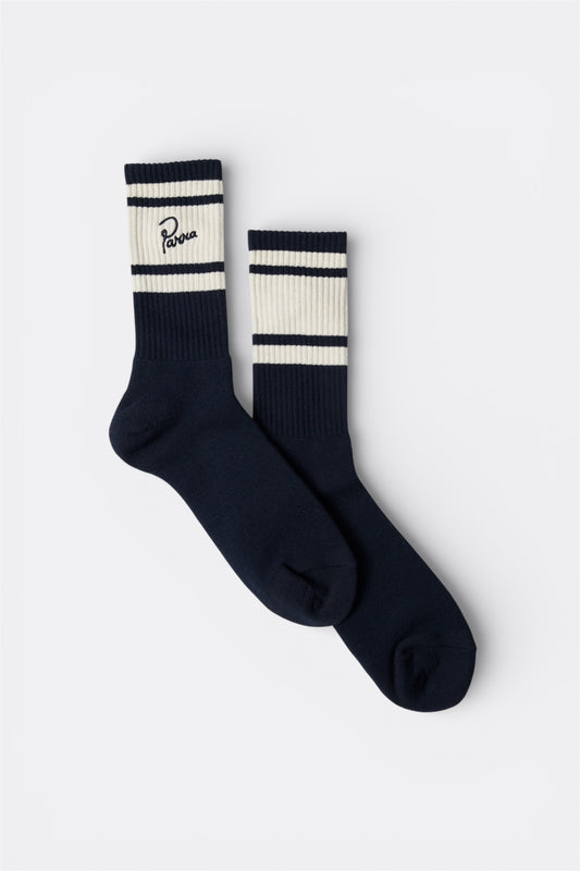 By Parra - Signature Striped Crew Socks (Navy Blue)