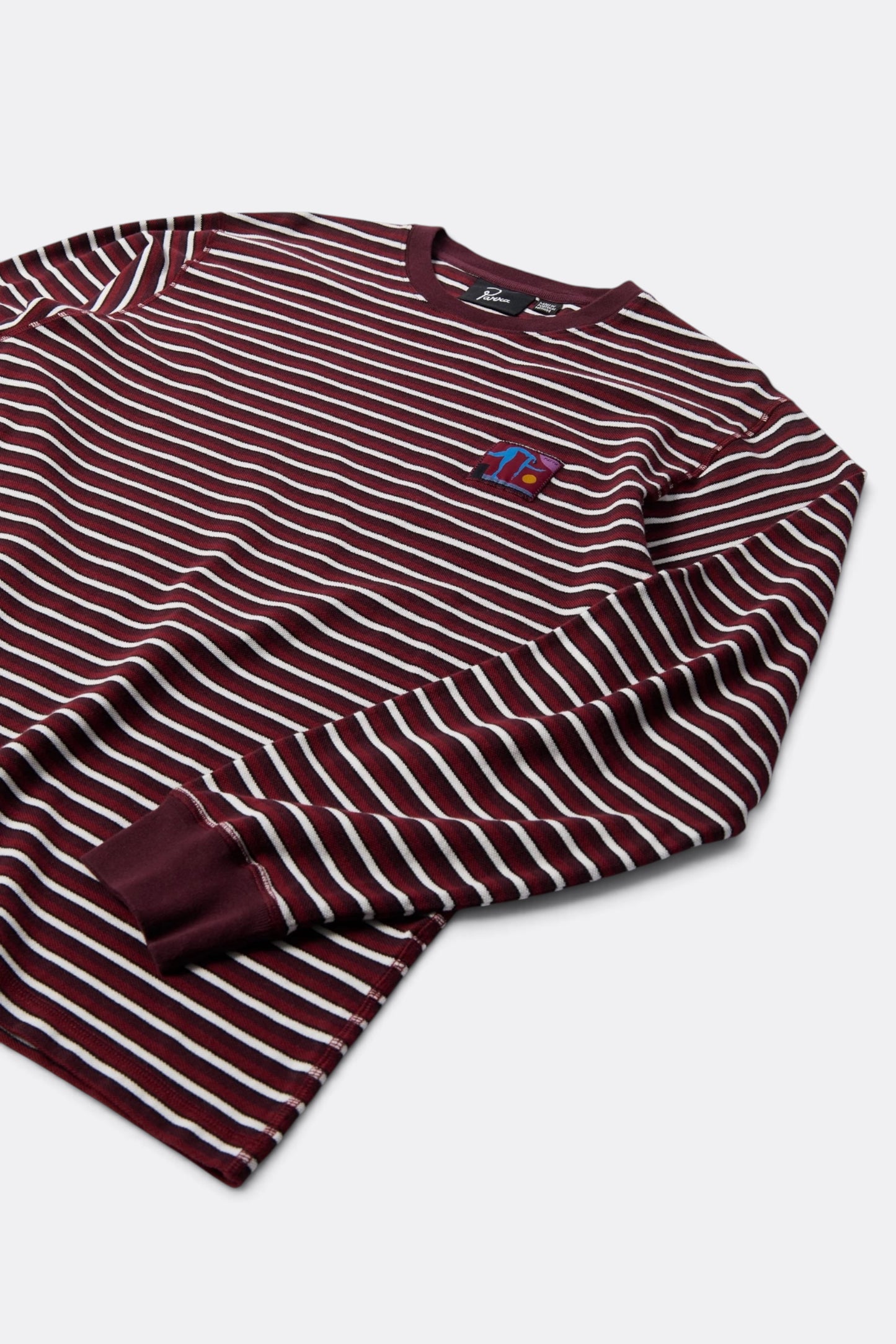 Tripped Stripes Pique Long Sleeve T-Shirt (Dark Red)