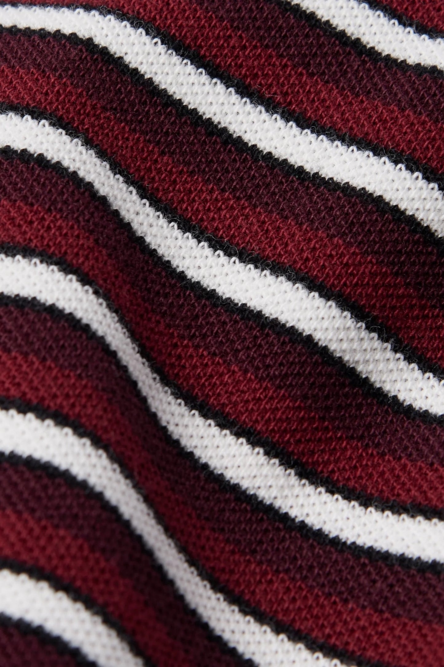 Tripped Stripes Pique Long Sleeve T-Shirt (Dark Red)