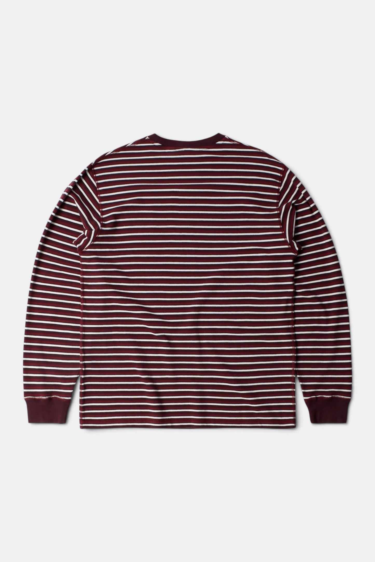 Tripped Stripes Pique Long Sleeve T-Shirt (Dark Red)
