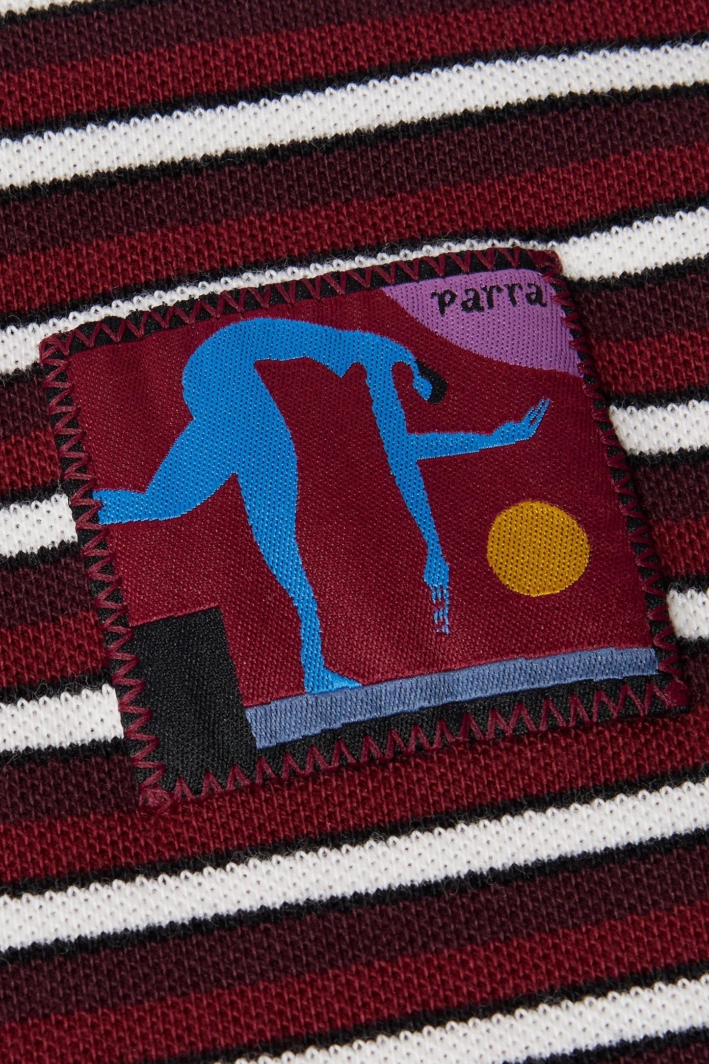Tripped Stripes Pique Long Sleeve T-Shirt (Dark Red)