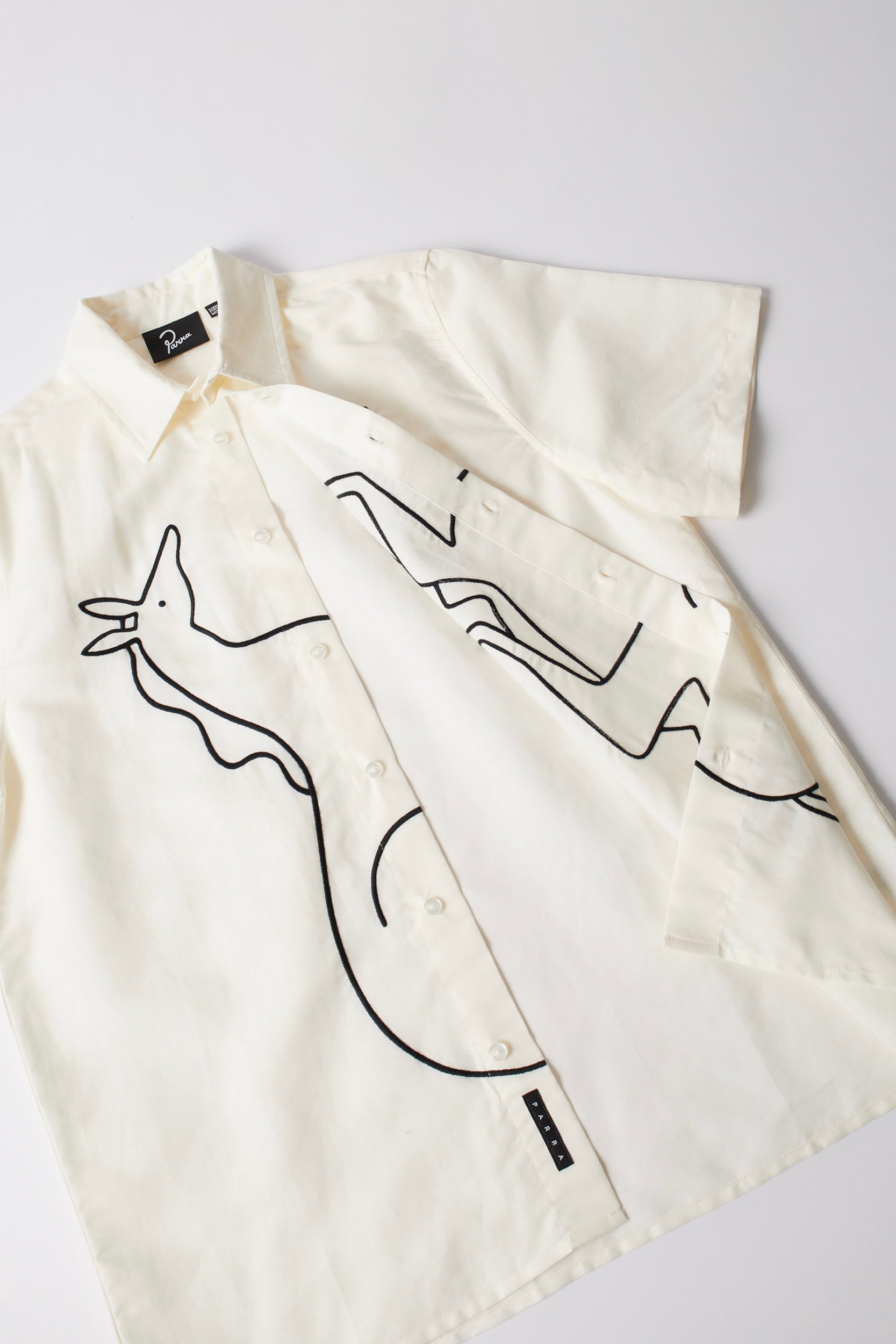 By Parra - Vertical Horse Short Sleeve Shirt (Off White)