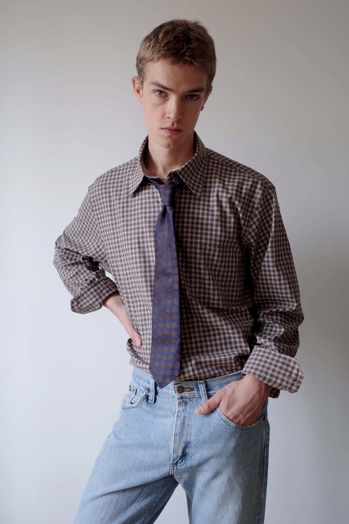 CAMISAS MANOLO Campo Shirt Brown Camel Checks | Chemise | Edgar Bdx