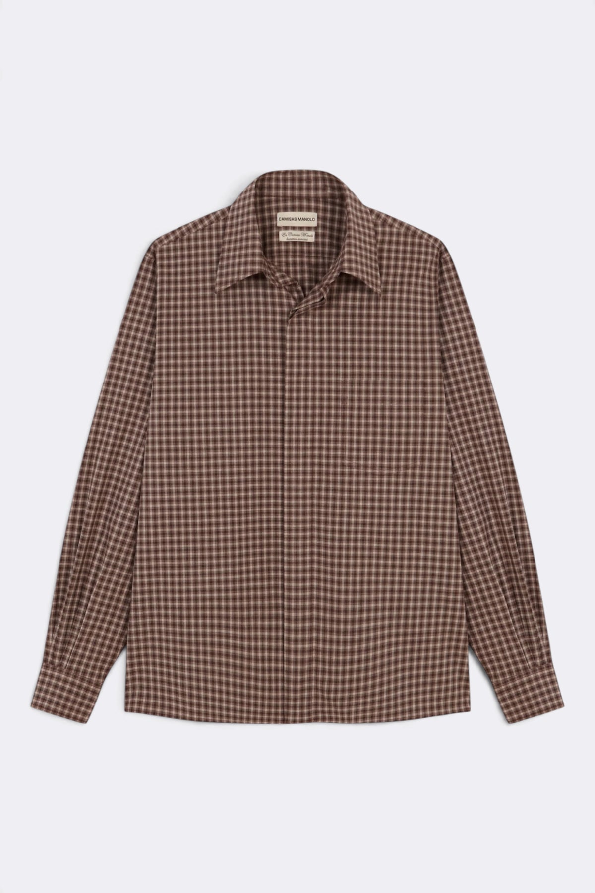 CAMISAS MANOLO Campo Shirt Brown Camel Checks | Chemise | Edgar Bdx