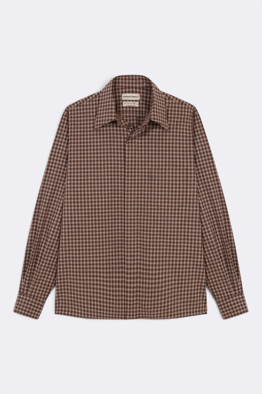 CAMISAS MANOLO Campo Shirt Brown Camel Checks | Chemise | Edgar Bdx
