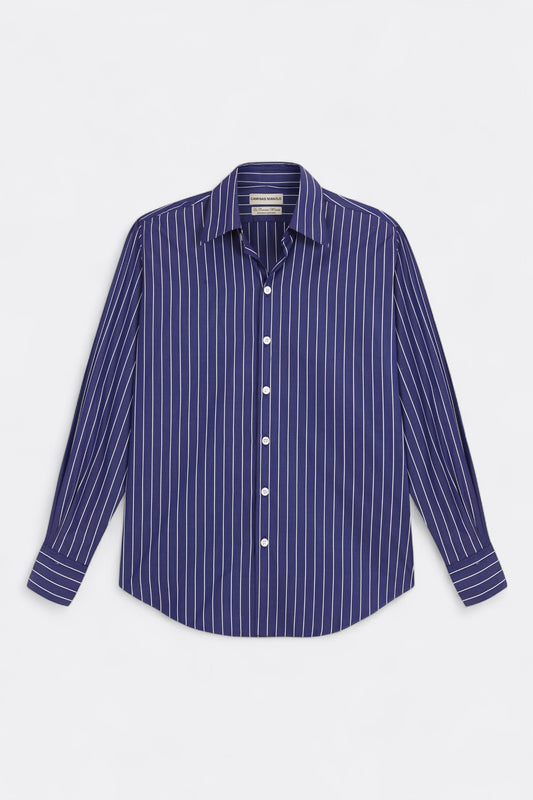 Camisas Manolo - Normal Shirt (Dark Blue / White Stripes)