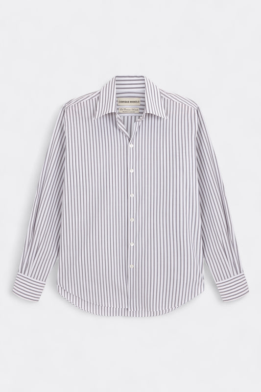 Camisas Manolo - Normal Shirt (White / Black Stripes)