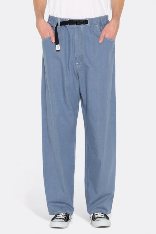 Danton - Color Denim Belted Easy Pants (Blue) 