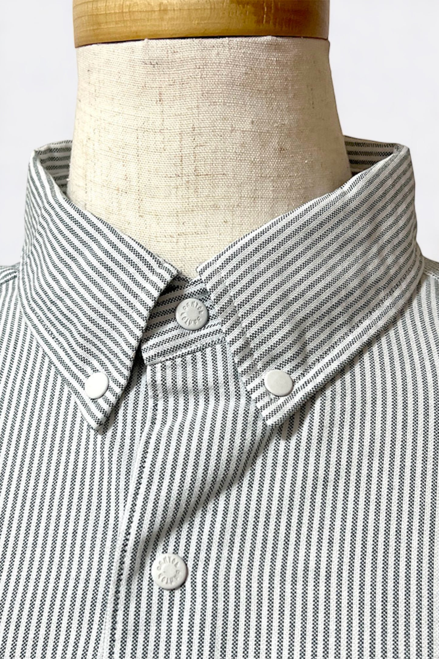 Danton - Coolmax Oxford B.D Shirt (Green / White Stripe)