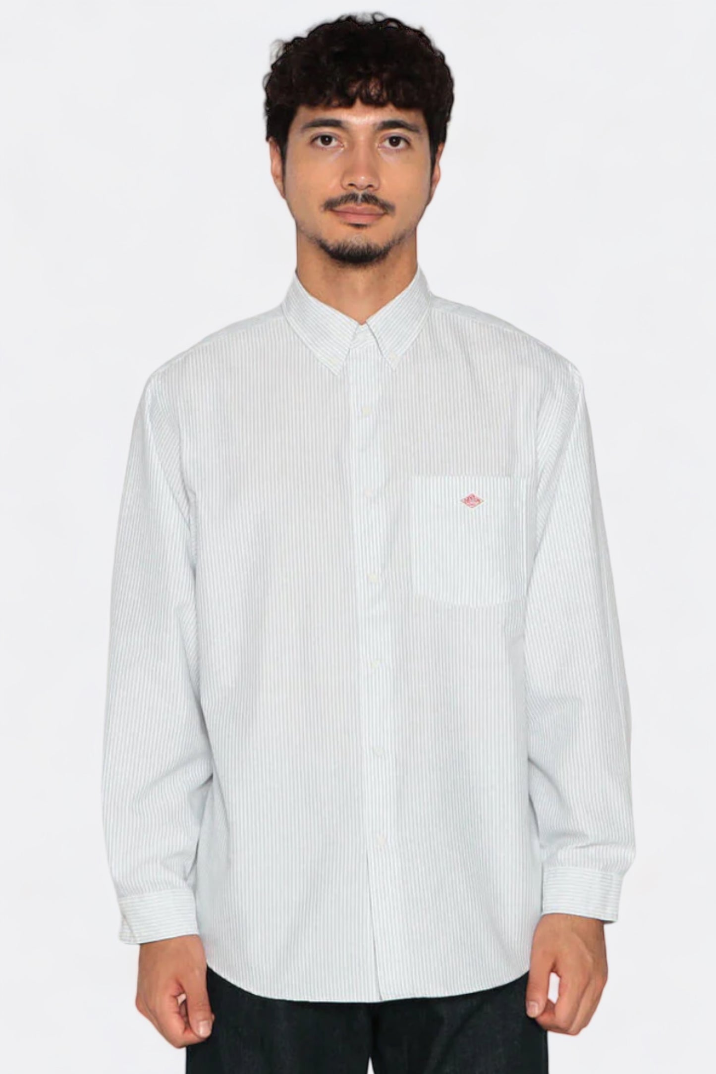 Danton - Coolmax Oxford B.D Shirt (Green / White Stripe)
