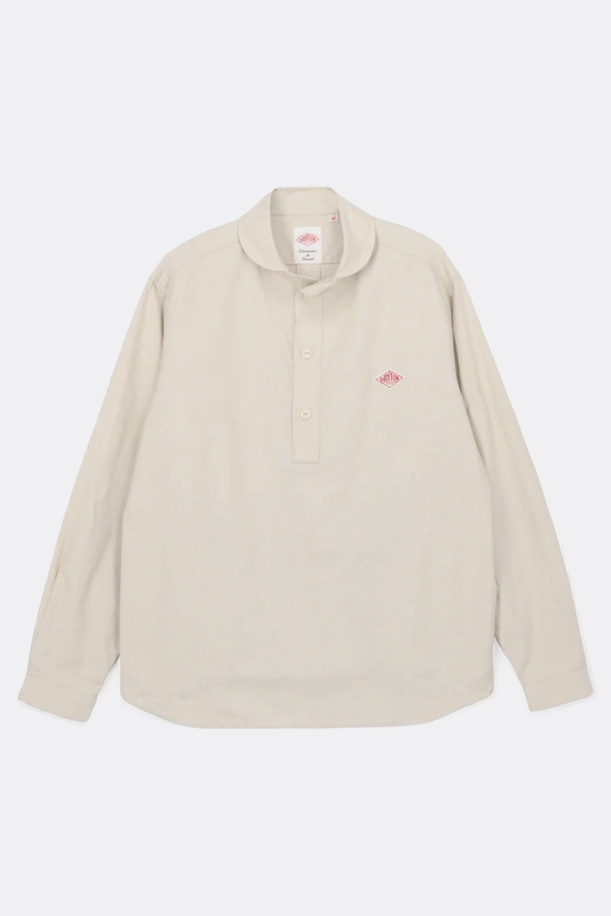 Danton - Plain Oxford Round Collar Pullover Shirt (Oyster)