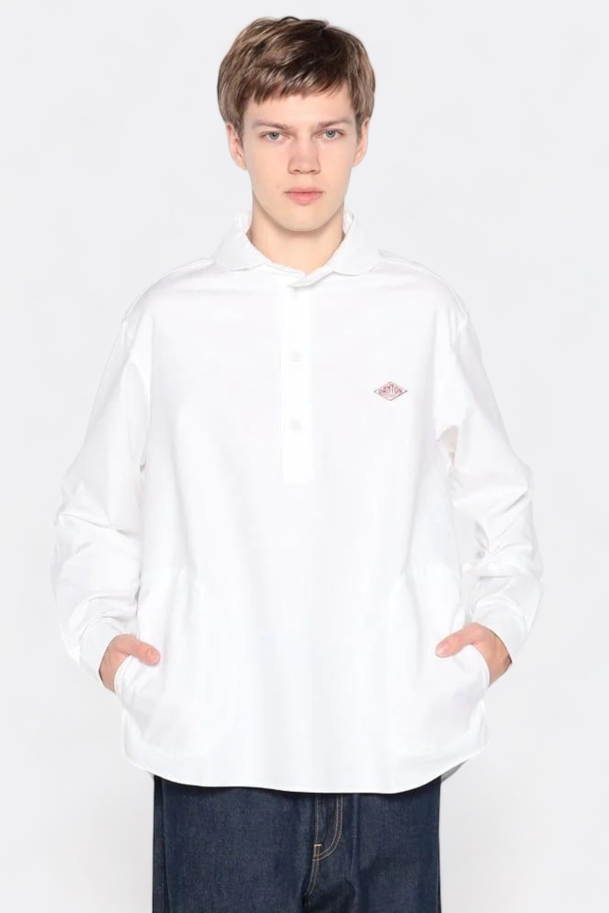 Danton - Oxford Round Collar Pullover Shirt  Plain (White)