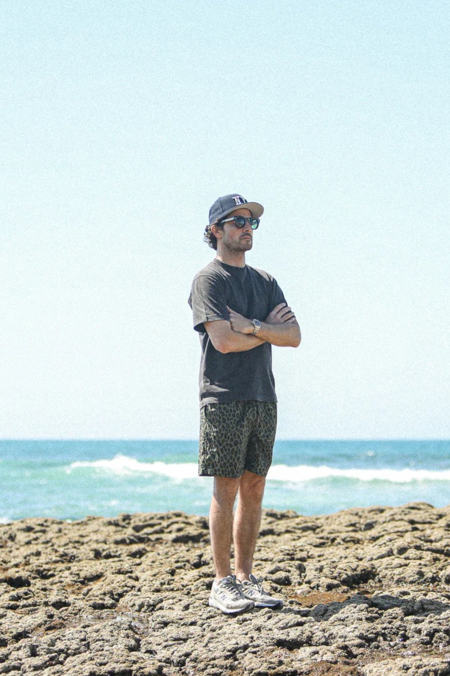 Drapeau Noir Beach Short Léopard Japonais Khaki | Short Imprimé Coton Nylon | Edgar Bdx